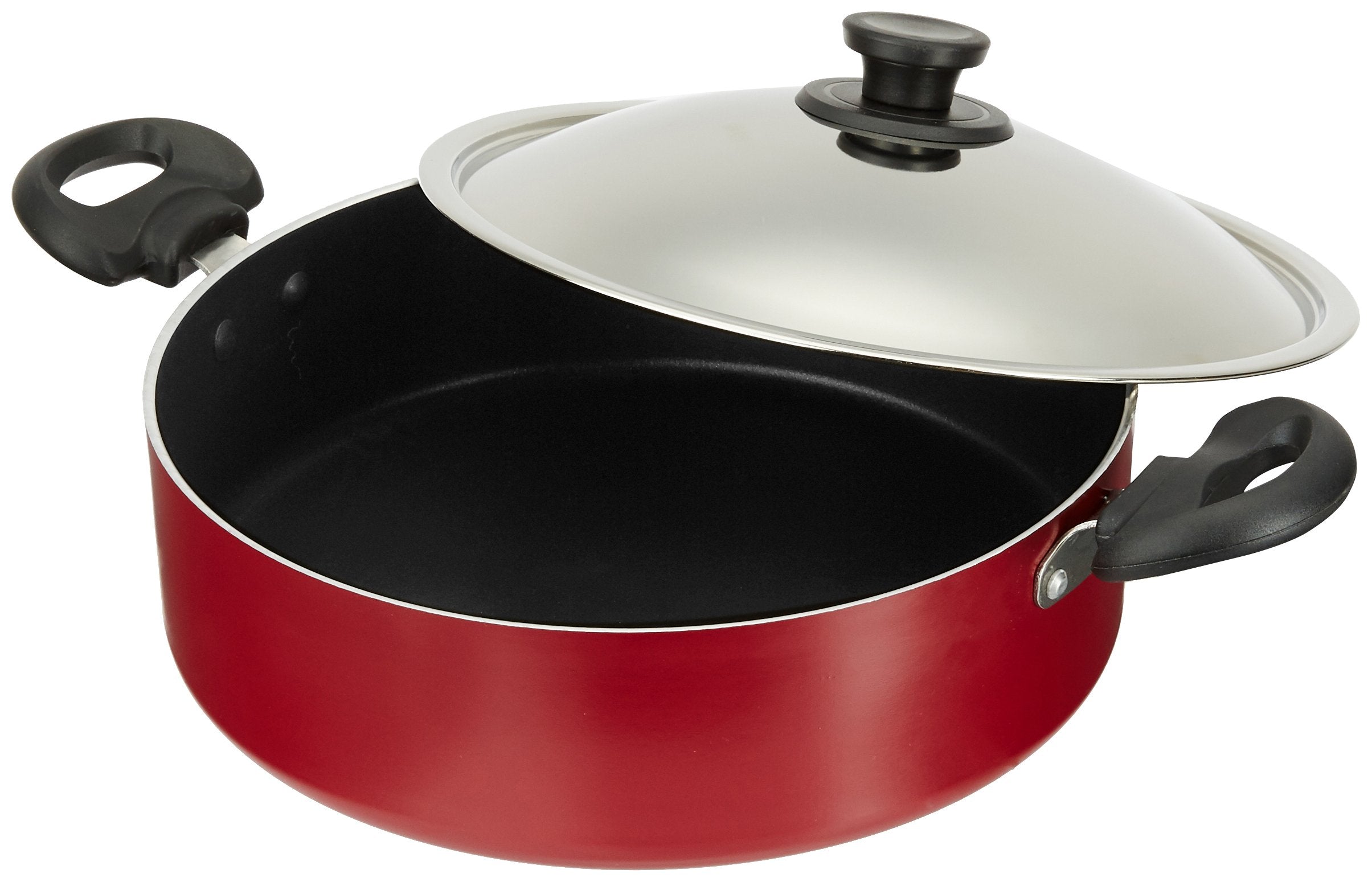 Pigeon By Stovekraft Non-Stick Biriyani Pot With Lid, 5 Litres,Red And Black