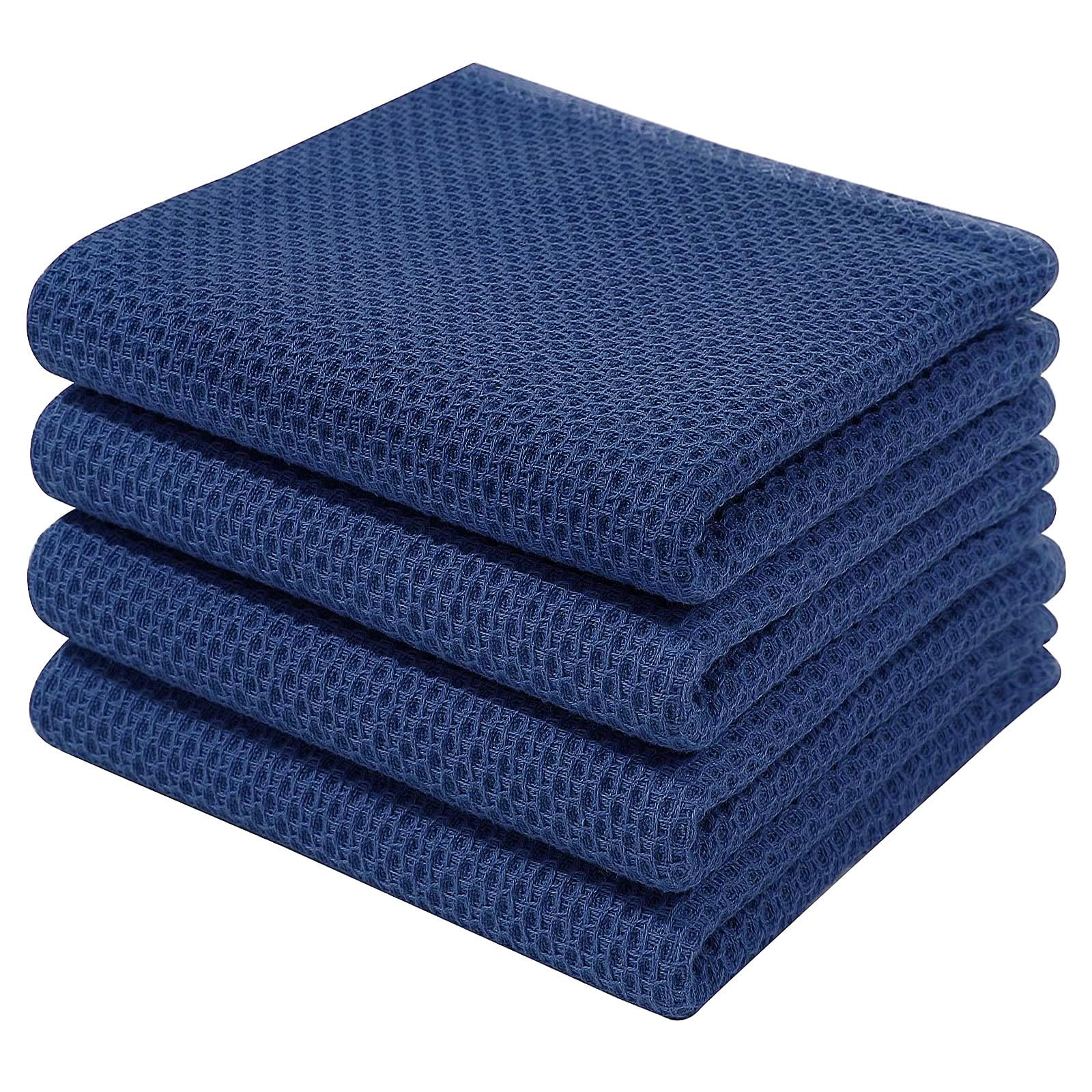 Homaxy 100% Cotton Waffle Weave Kitchen Dish Towels, Ultra Soft Absorbent Quick Drying Cleaning Towel, 13 x 28 Inches, 4-Pack, N