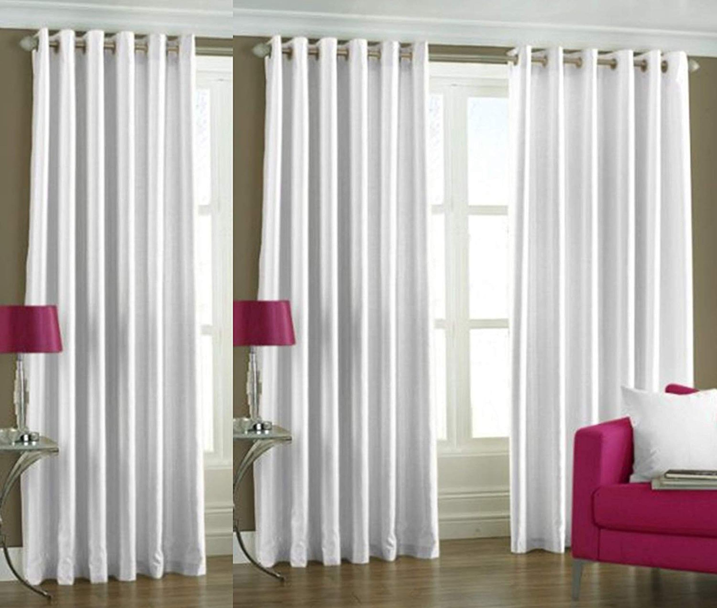 Galaxy Home Decor Solid Plain Curtains for Long Door 10 Feet, Pack of 3, White