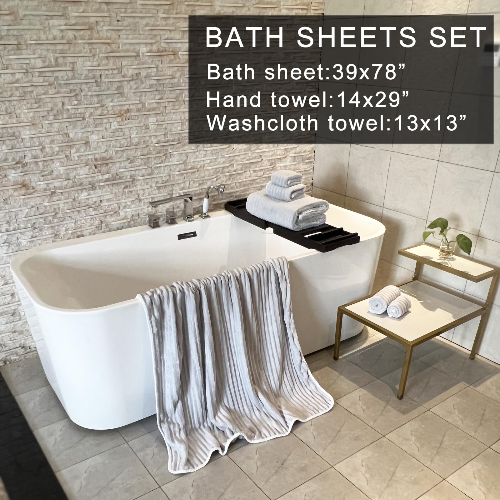 Ytyc 39X78 Inches Oversized Bath Sheets Towels Set Of 6 Large Towels For Bathroom Luxry Plush Super Soft Absorbent Stripe Hangin