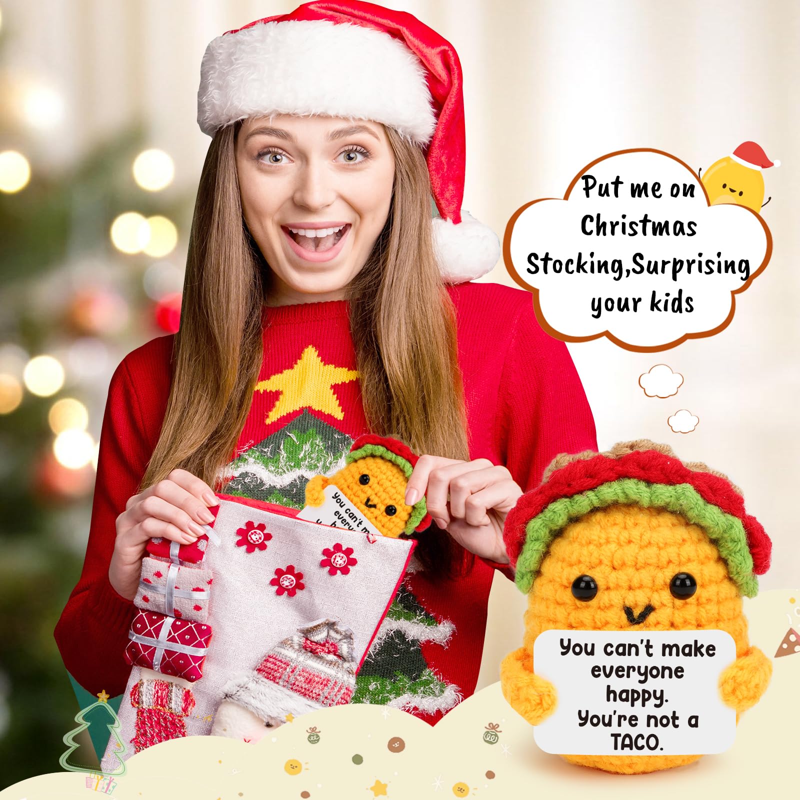 Inspirational Gifts for Women Men Friends Birthday Christmas Mini Positive Crochet Emotional Cheerful Support Therapy Office Dec