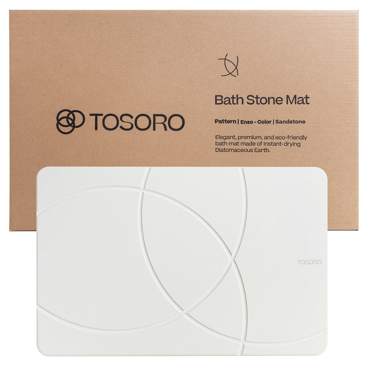 Tosoro - Stone Bath Mat, Diatomaceous Earth Non-Slip Stone Shower Mat - Quick Drying Absorbent Bath Stone Mat - Elegant & Modern