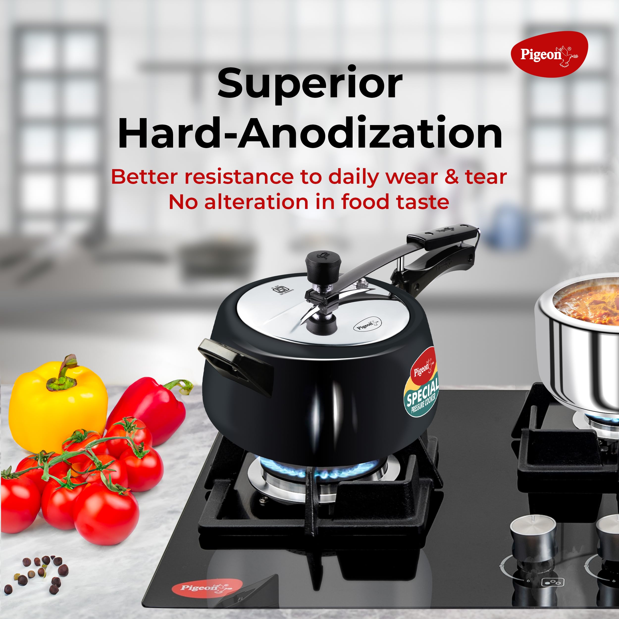 Pigeon by Stovekraft Hard Anodised Aluminium Inner Lid Cooker - 5 Litre with Induction Base (Contura), silver, large (14548)