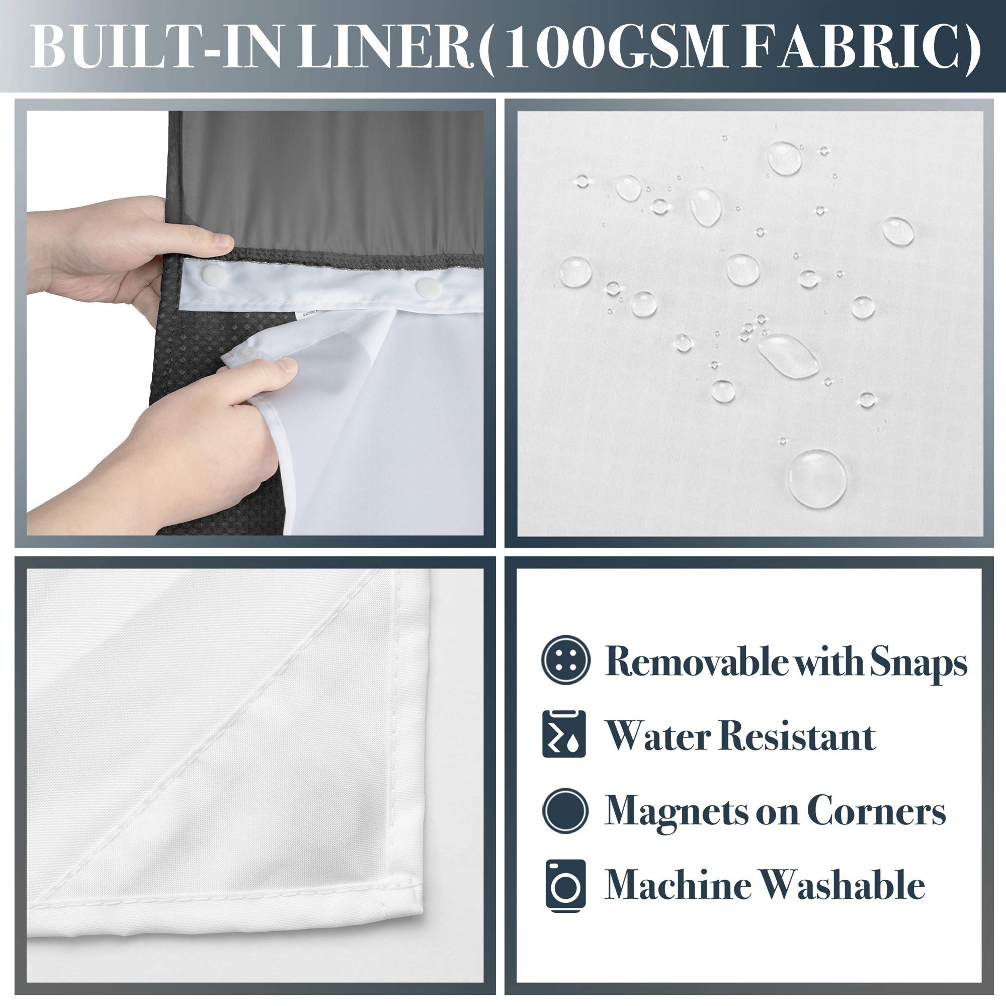 N&Y Home Extra Long Waffle Weave Shower Curtain With Snap-In Fabric Liner & 12 Hooks Set - 71'' X 84'', Hotel Style & Mesh Top W