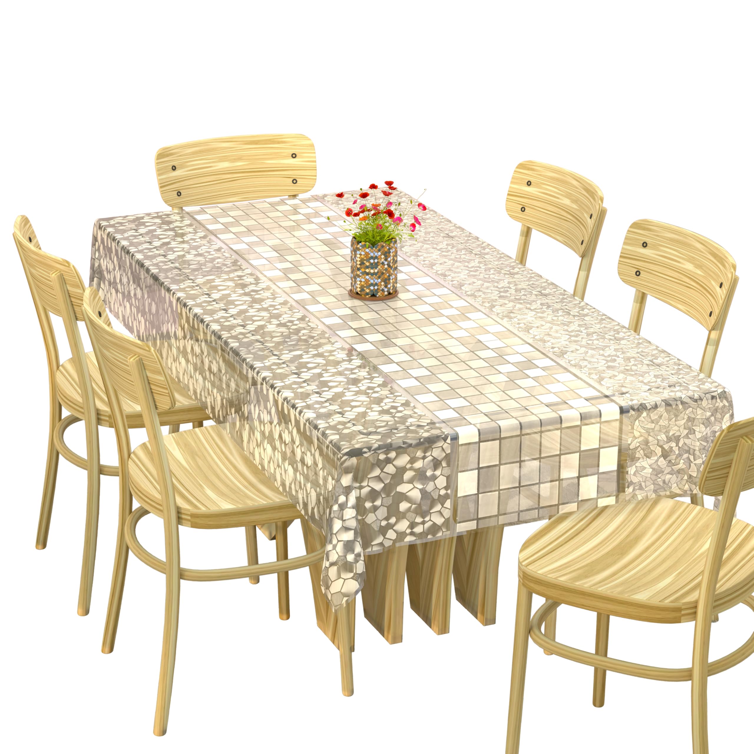 Kuber Industries Dining Table Cover 6 Seater|Water Proof Plastic Table Cover|Heat Resistant Transparent Table Cover|