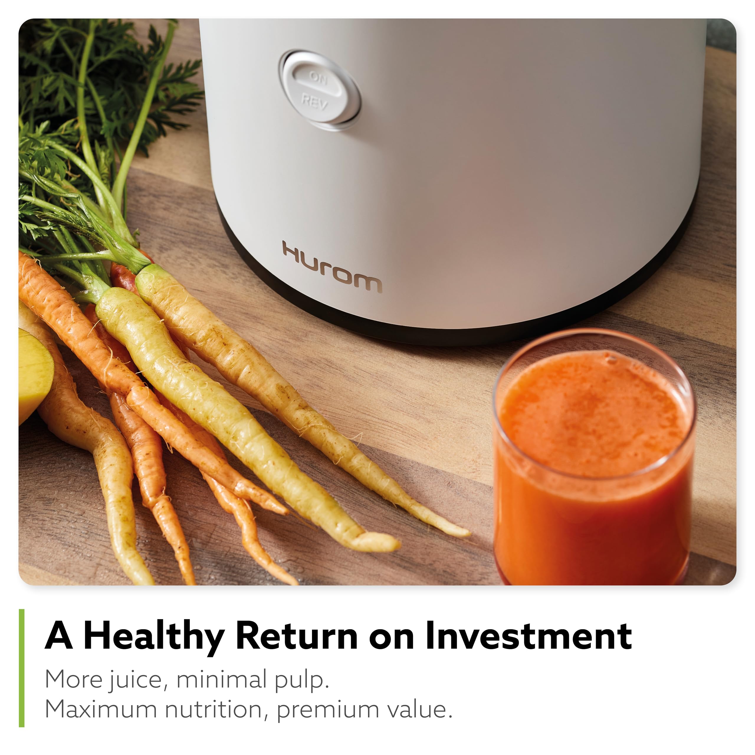 Hurom H320 Slow Juicer, White | Self-Feeding Cold Press Juice Machine For Vegetables And Fruit | High Yield | Bpa Free | 500Ml (