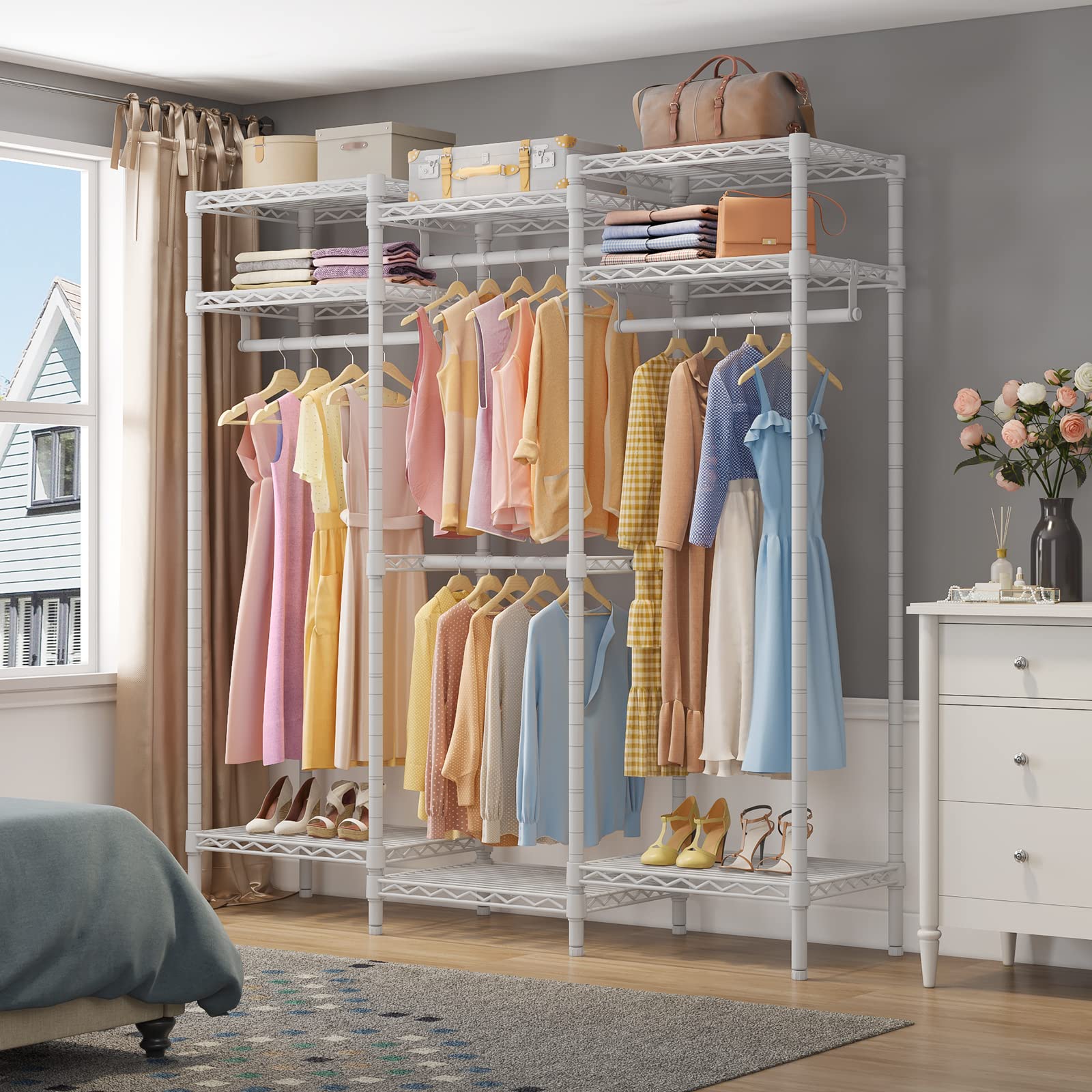 Vipek V5I Garment Rack Bedroom Armoires Freestanding Closet Organizer, Portable Wardrobe Closet Heavy Duty Clothing Rack With 8