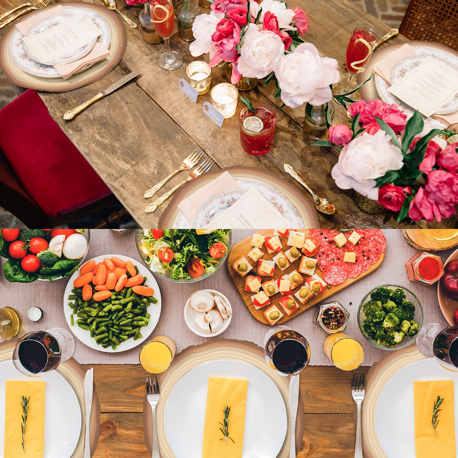 Disposable Placemat Table Placemats Wood Slices Disposable Placemats 13 Inch Paper Placemats For Bridal Baby Shower Birthday Par