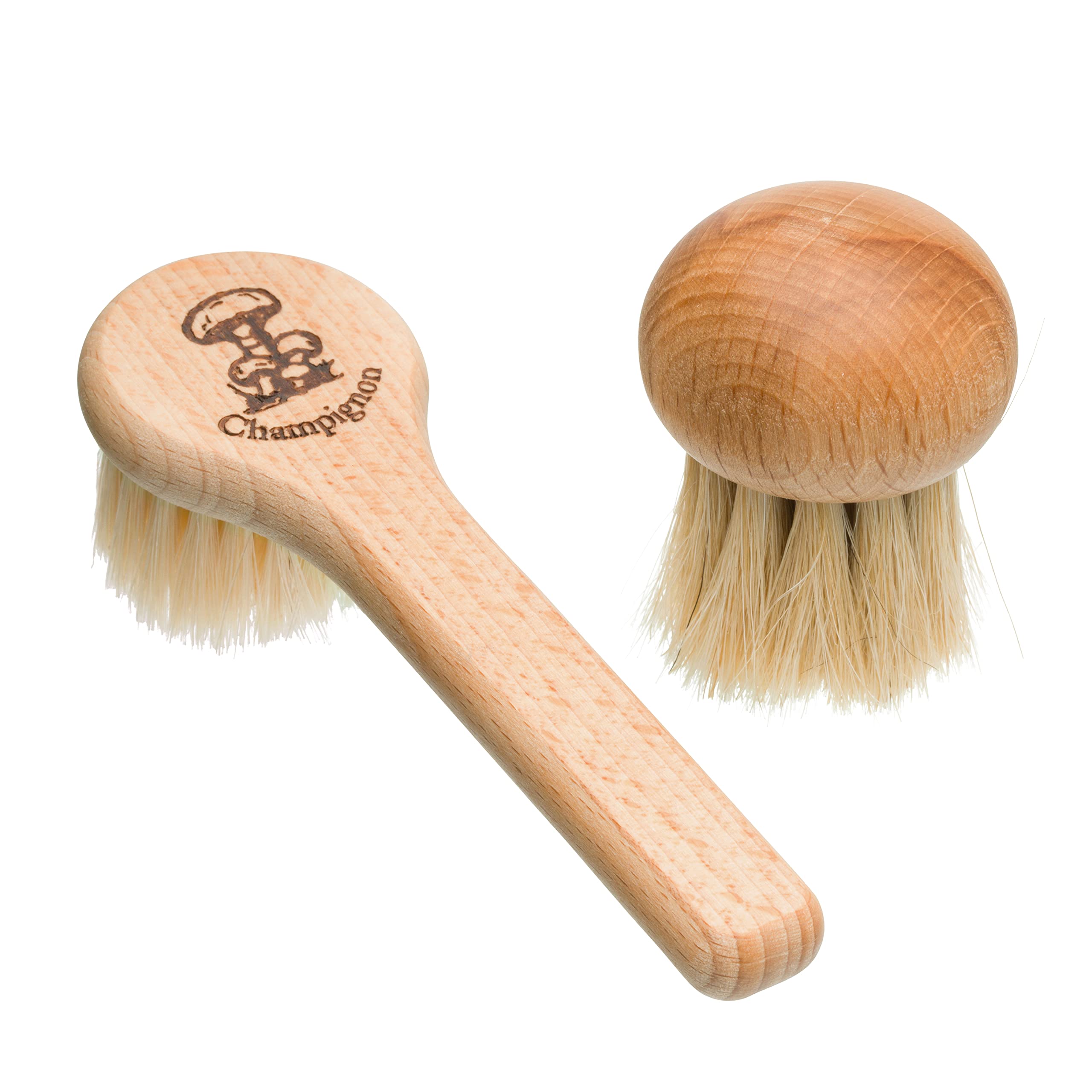Redecker Mushroom Brush Set, Oiled Beechwood Handles, Natural Pig and Horsehair Bristles, Gently and Thoroughly Clean Mushrooms 