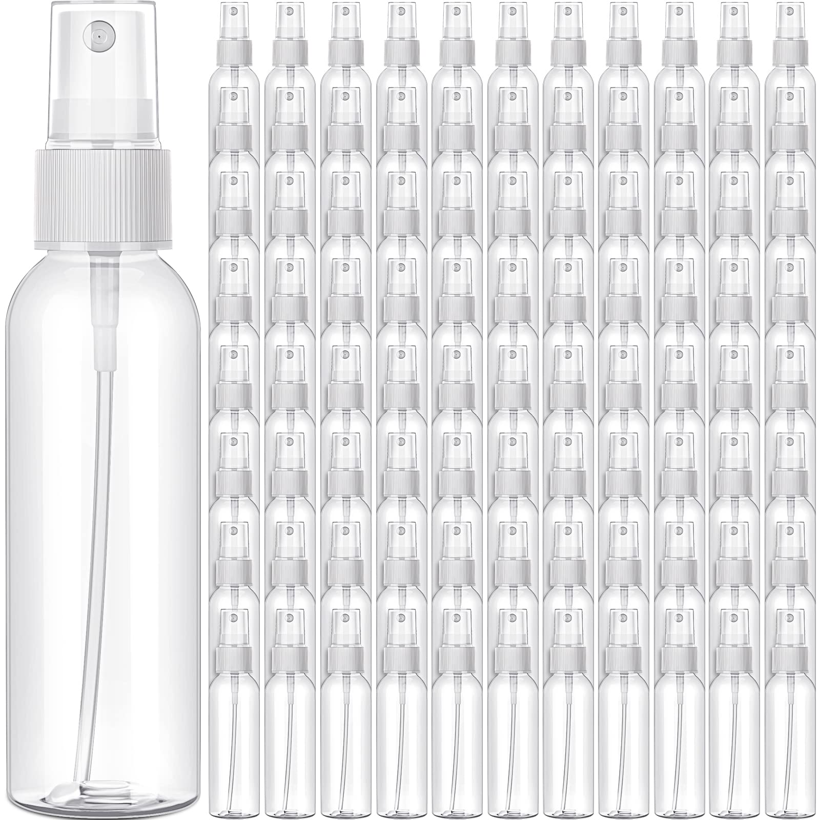 Nuogo 90 Pack Plastic Spray Bottles 4 Oz Reusable Mini Perfume Refillable Bottle Travel Size Mist Bottle Sprayer Empty Bottle Fo