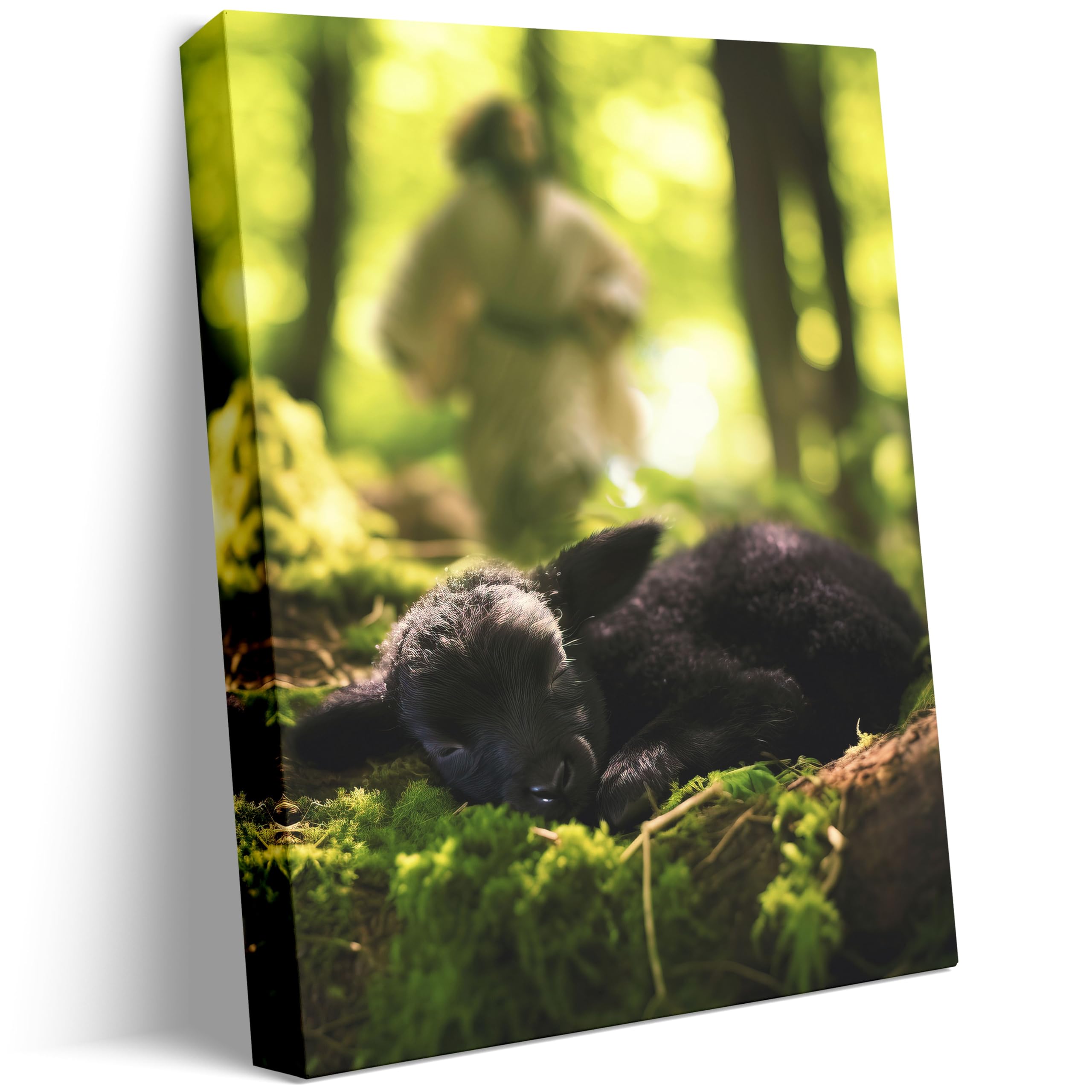 Jesus And Lamb Canvas Wall Art Jesus Runs For The Lost Sheep In Summer Forest Picture Wall Art Canvas Print Christian Home Decor