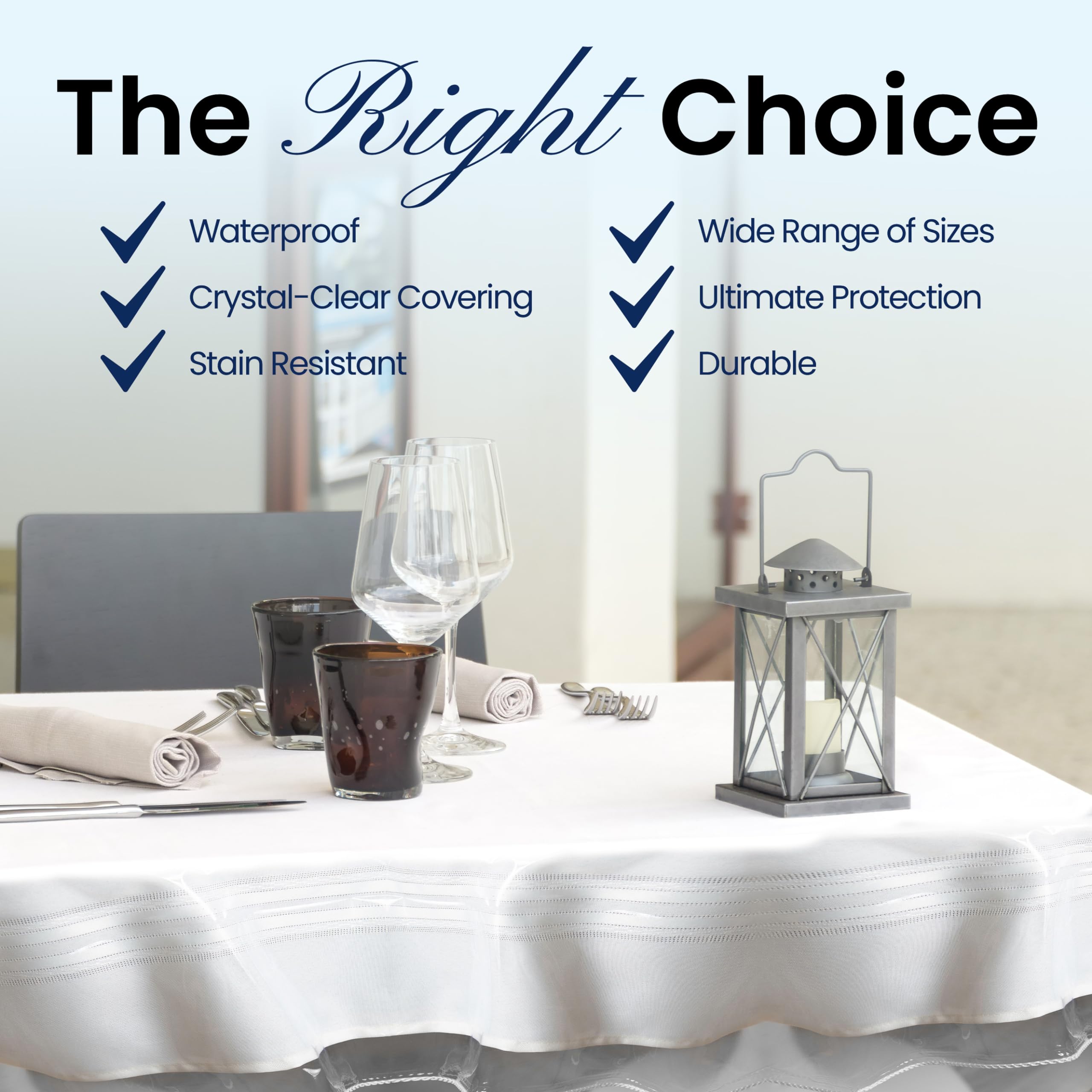 Broder Mfg. Inc. Tablecloth Protector Crystal Clear Vinyl (60X120 Oblong) | Thick, Durable Clear Table/Tablecloth Protector