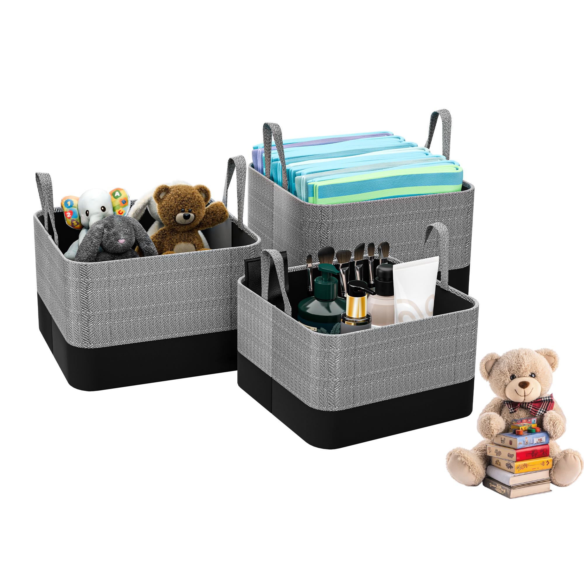 Kuber Industries 3 Pcs Foldable & Collapsible Storage Box For Clothes | Baby Dress Organizer For Wardrobe | Utility Organizer Fo