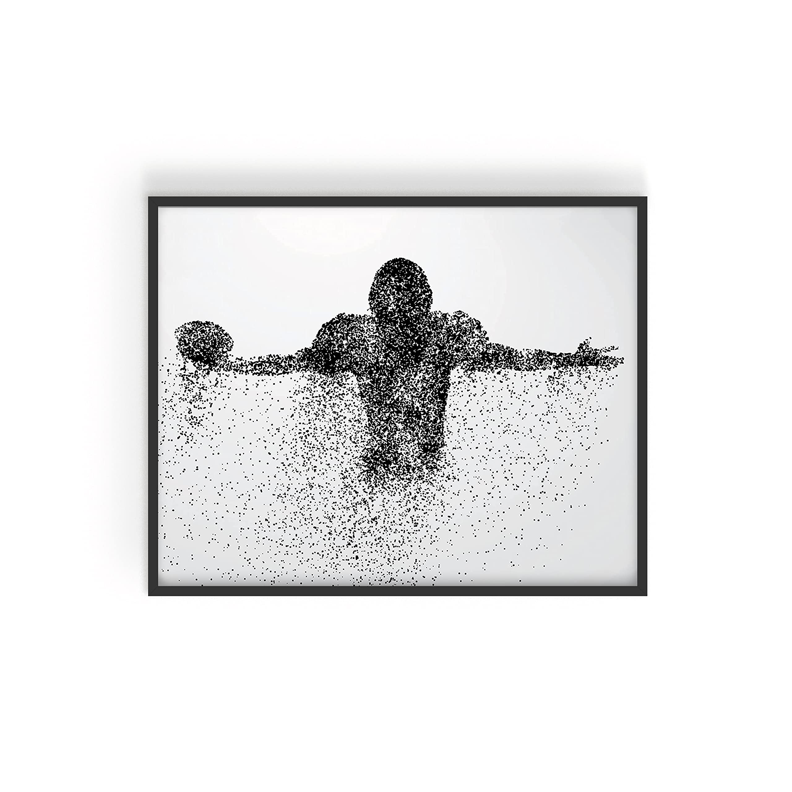 Football Wall Decor Art Prints - Particle Silhouette - (11X14) Inch Poster Photo - Man Cave, Bedroom Decor