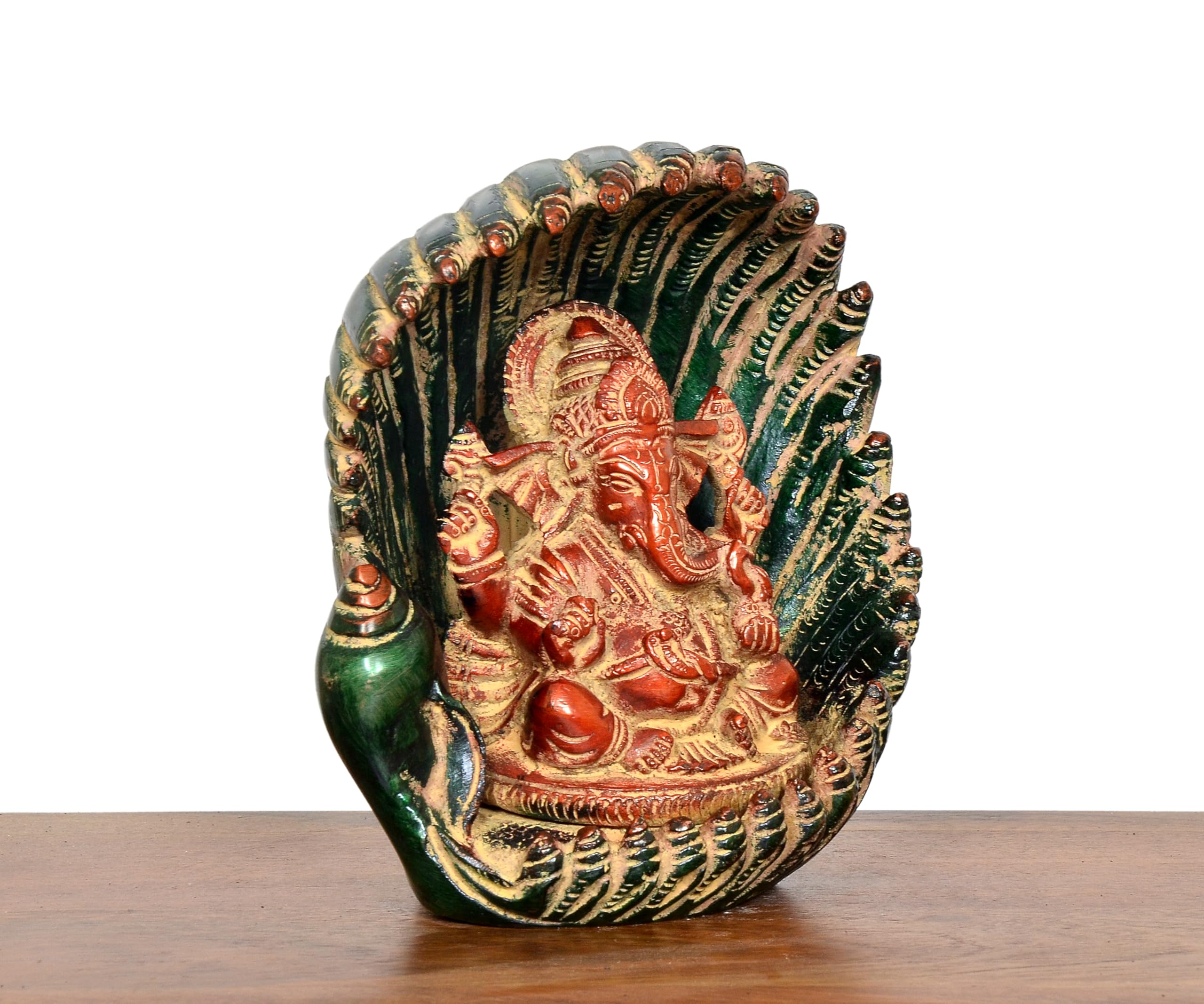 Dattatreya Brass Lord Ganesha Idol In Shankh Ganesh Statue Sculpture For Home Decor Office Mandir Pooja Decorative Showpiece (He