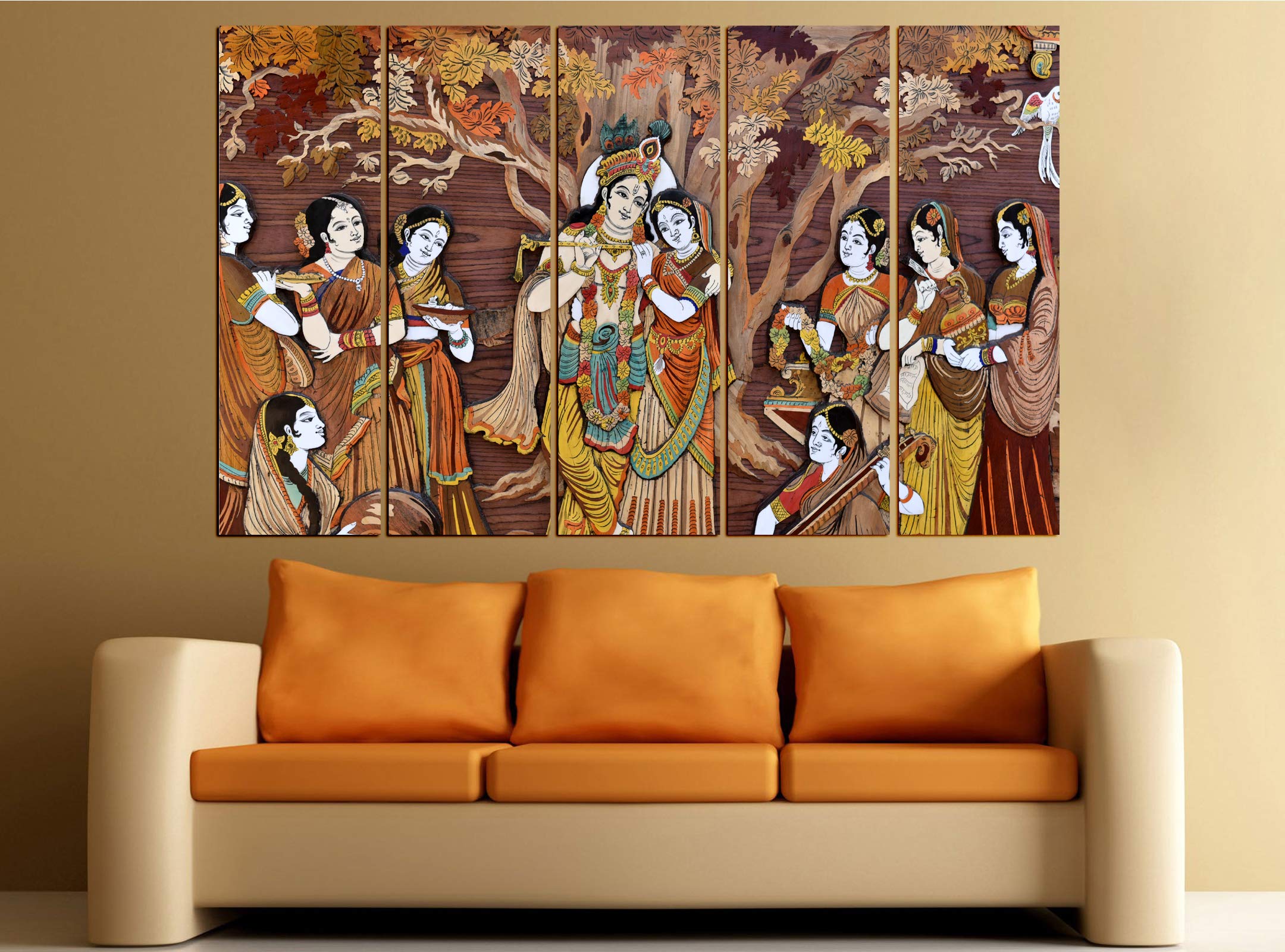 Cn Retails Multiple Frames, Beautiful Wall Art Radha Krishna Painting For Home Decor Living Room, Bedroom, Office, Hotels, Woode