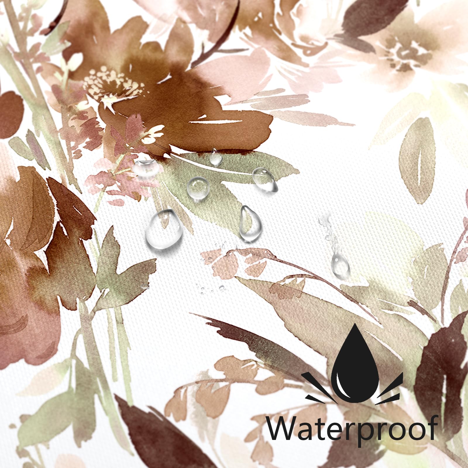 Mayzus Small Stall Shower Curtain 36 X 72 Inch, Half Narrow Watercolor Floral Fabric Shower Curtain, Modern Abstract Brown Flowe