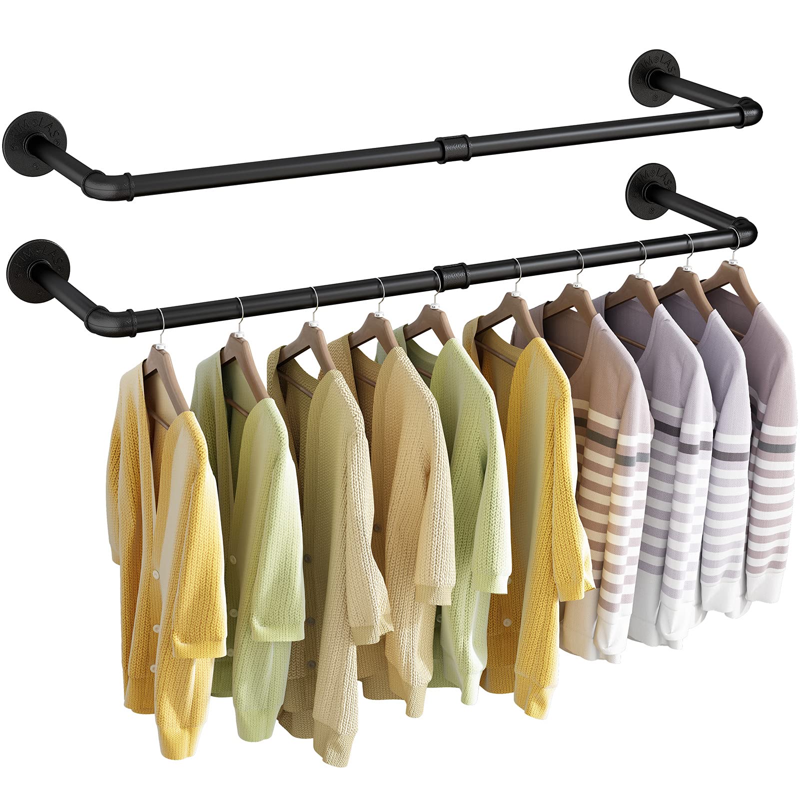 Ulspeed Clothes Rack, 38.4In Wall Mounted Industrial Pipe Clothing Rack, Garment Rack Space Saver Hanging Clothes Rack, Heavy Du