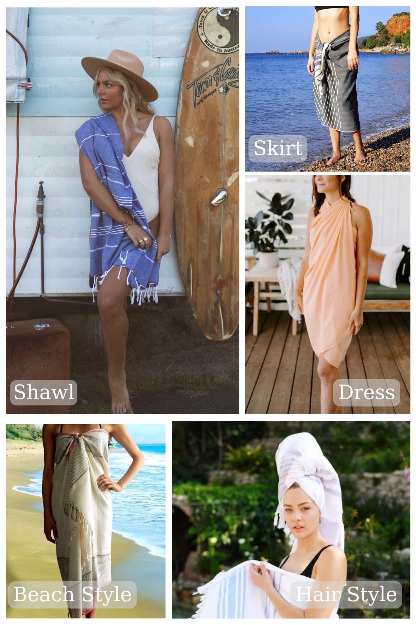 Park & Oz Turkish Beach Towel - Oversized 100% Cotton, Quick-Dry, Absorbent, Sand-Free Blanket (72 X 40) - Extra Large, Lightwei