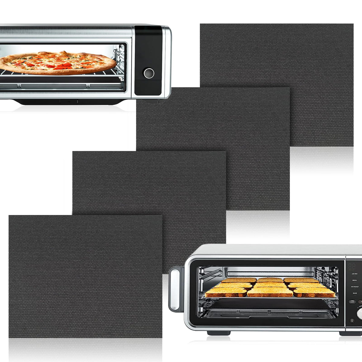Palksky Air Fryer Oven Liners 4 Pcs Compatible With Ninja Foodi Sp101 Sp201 Sp301, Non-Stick Air Fryer Toaster Oven Mat(14 * 12I