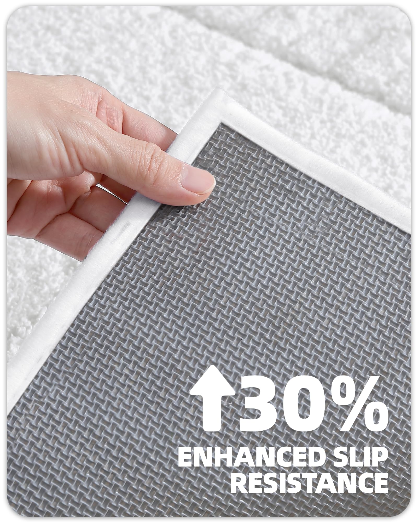 Color&Geometry Long White Bathroom Runner Rug- 24''X43'' Absorbent Bath Rugs Non Slip Washable, Soft Bath Mats For Bathroom Floo