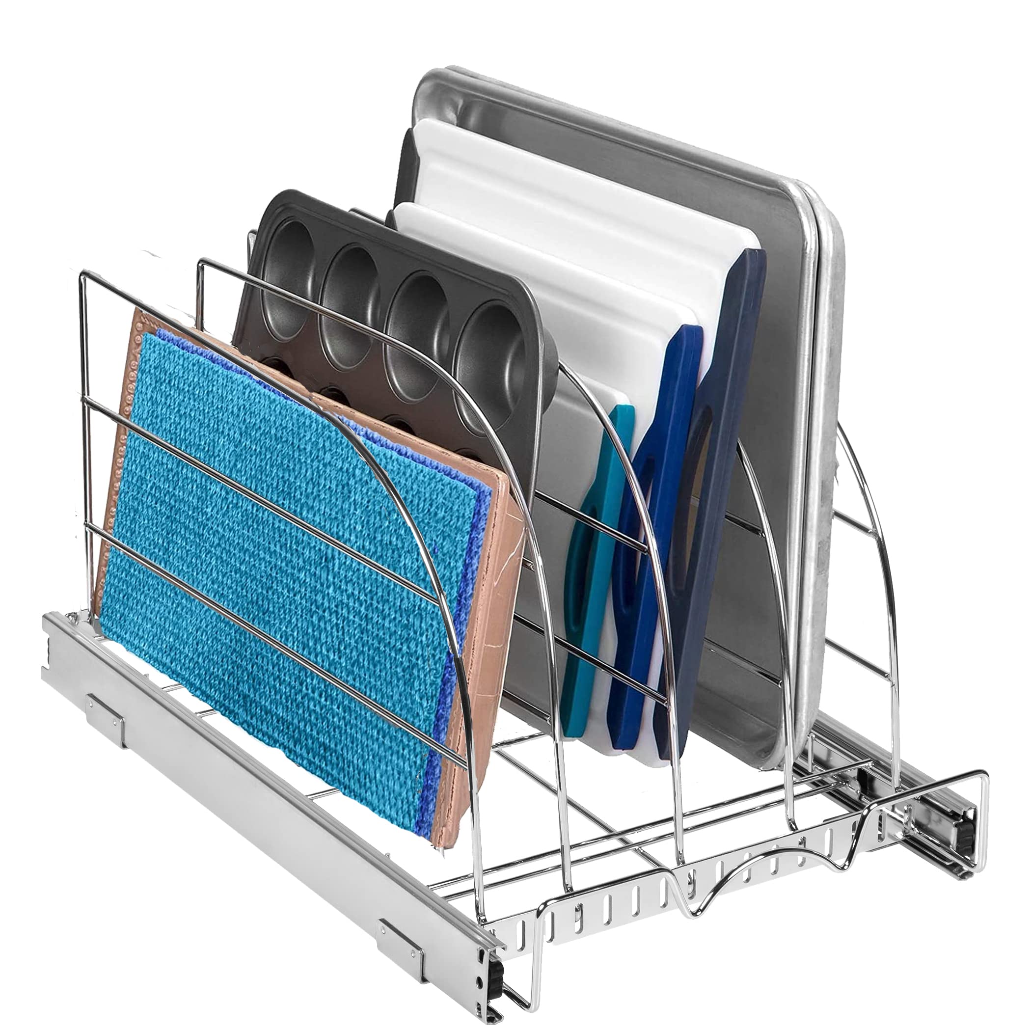 Holdn Storage Pull Out Organizer For Cookie Sheet, Cutting Board, Bakeware, And Tray, Heavy Duty - Lifetime Limited Warranty - F