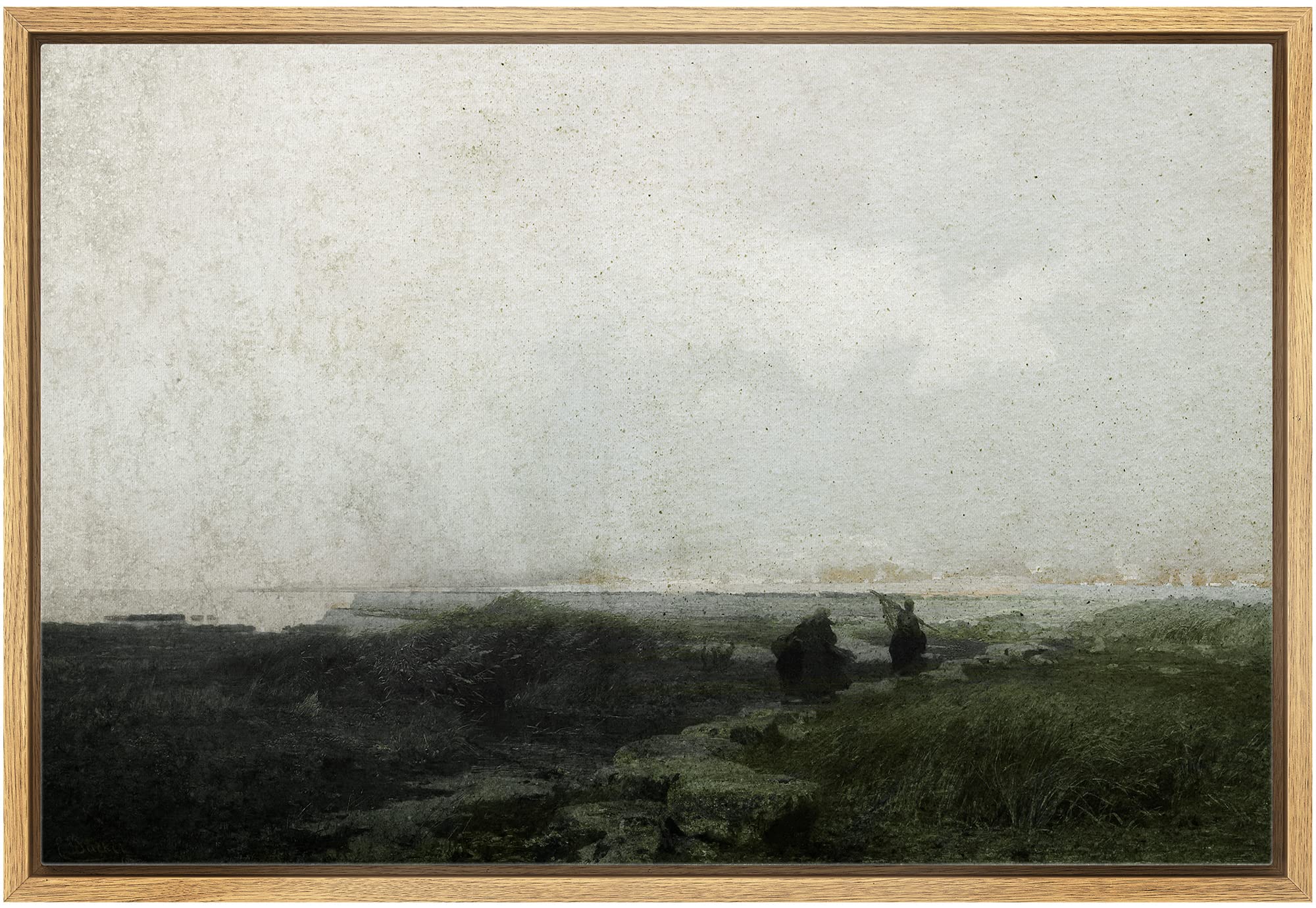 Signleader Framed Canvas Print Wall Art Dark Green Forest On Overcast Day Scenic Wilderness Illustrations Modern Art Farmhouse/C