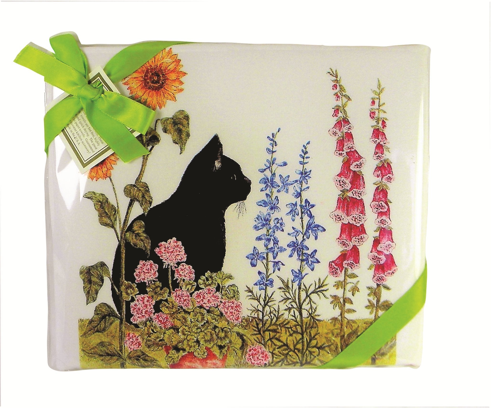 Alice'S Cottage Ac3414 Black Cat Flour Sack Towel (Set Of 2)