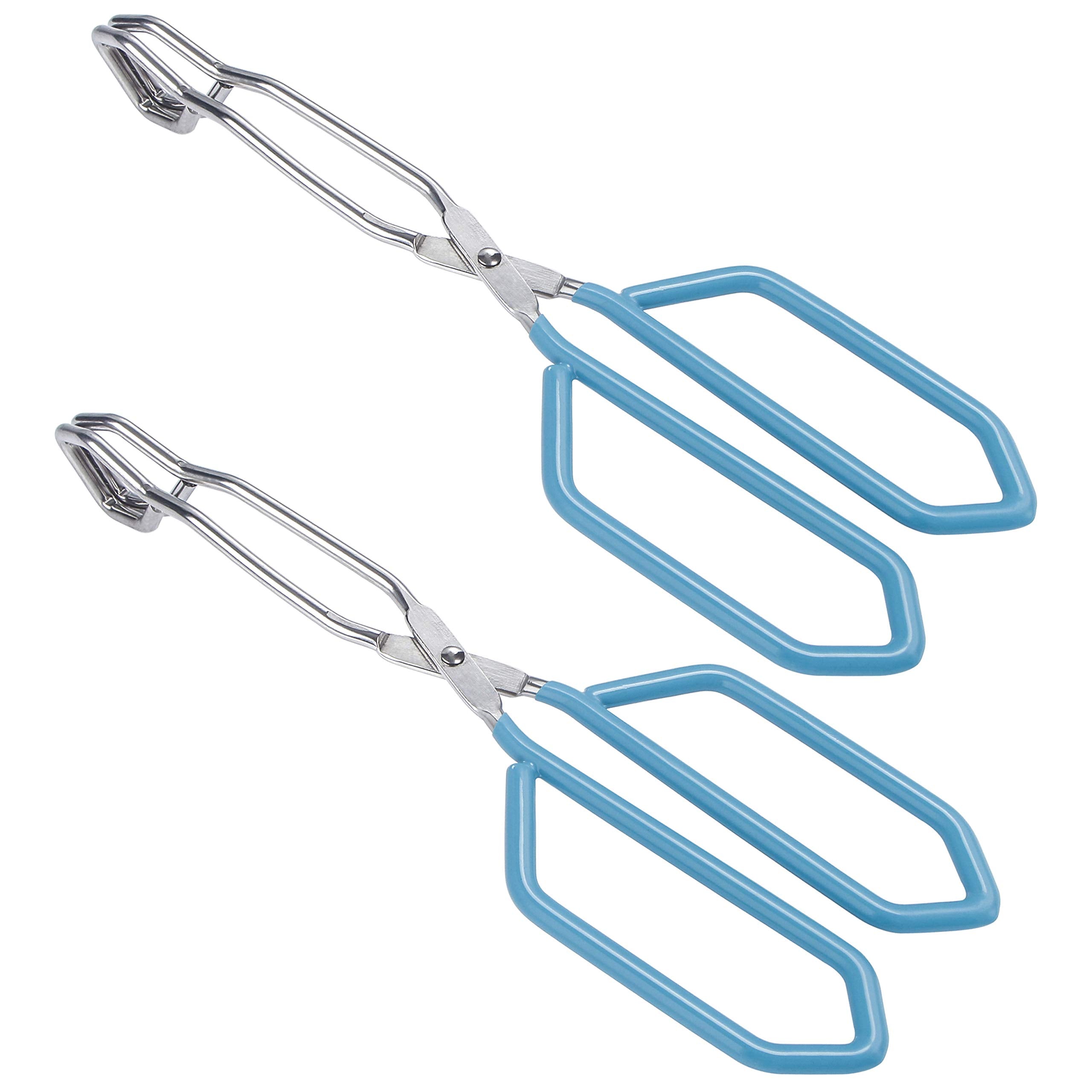 Msy Bigsunny Stainless Steel Scissor Tongs Heavy Duty Cooking Tongs With Soft Handles (2, Blue 11'' + 11'')