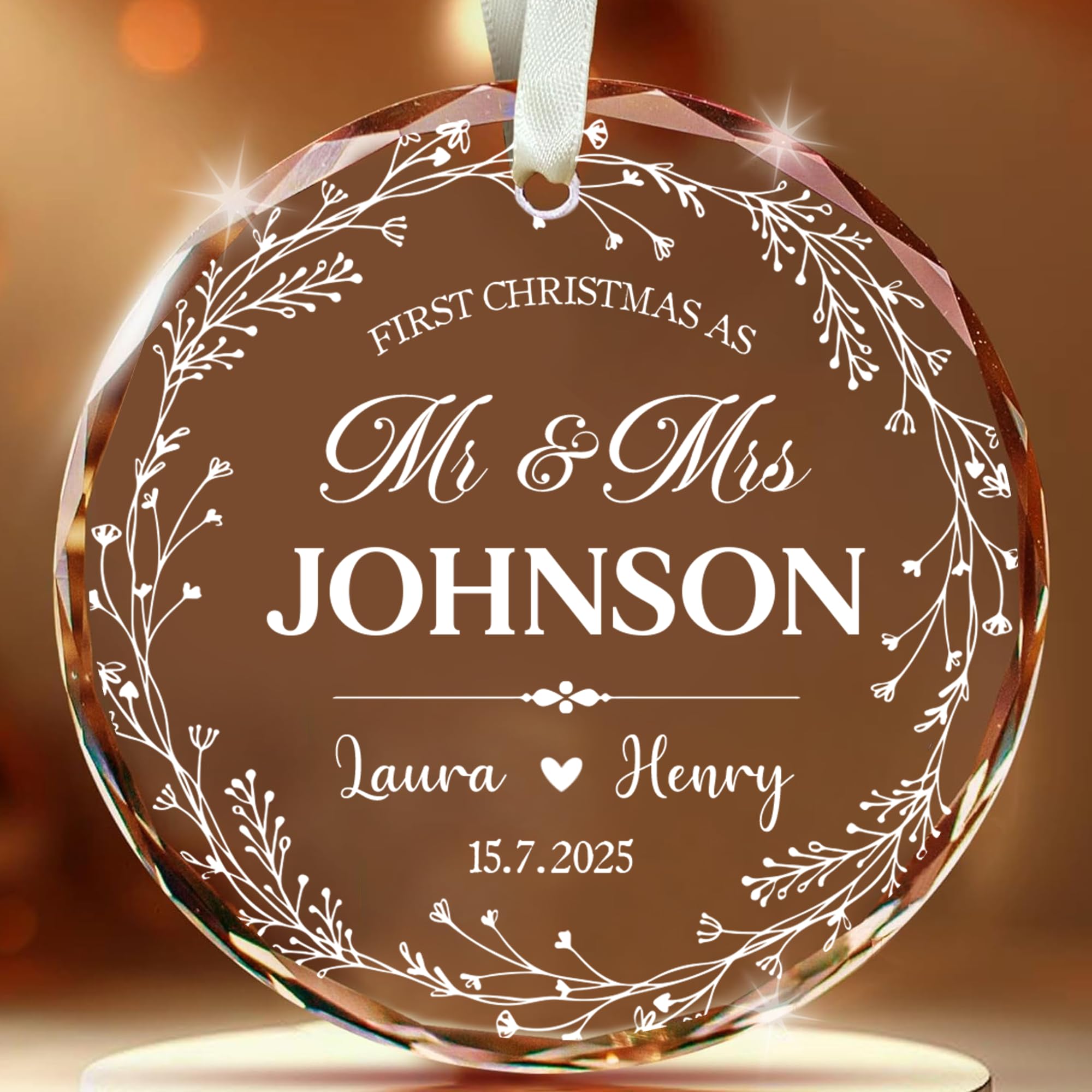 Fastpeace First Christmas Married Ornament 2025 Custom Photo Name Date - Mr and Mrs Personalized Wedding Ornament Gift for Newly