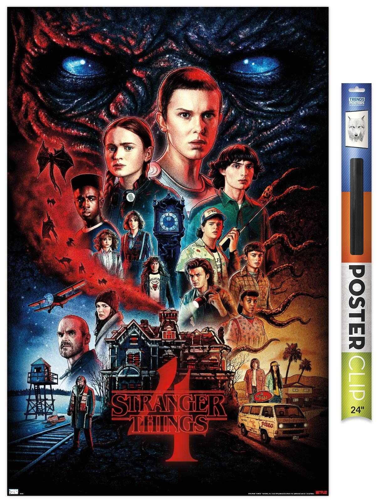 Trends International Netflix Stranger Things: Season 4 - One Sheet Wall Poster, 22.375'' X 34'', Premium Poster & Clip Bundle