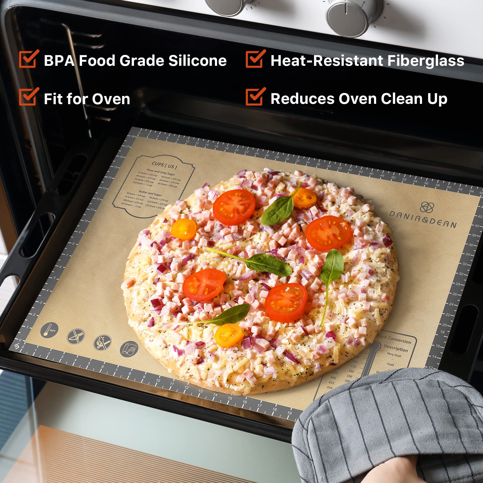 Silicone Pastry Mat, 36'' X 24'' Extra Large Non Stick Baking Mat With Measurement Non-Slip Silicone Dough Rolling Mat For Makin