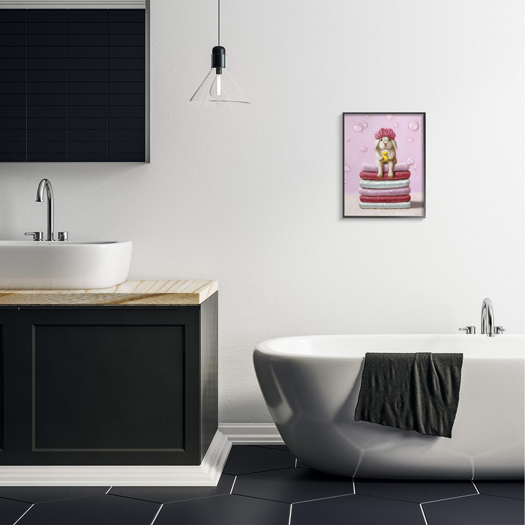 Stupell Industries Cute Baby Rabbit On Bath Towels Soap Bubbles, Design By Lucia Heffernan