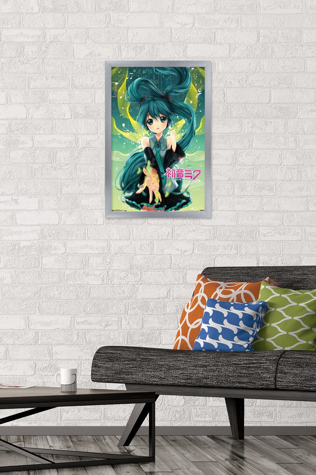Trends International Hatsune Miku - Notes Wall Poster, 14.725'' X 22.375'', Silver Framed Version