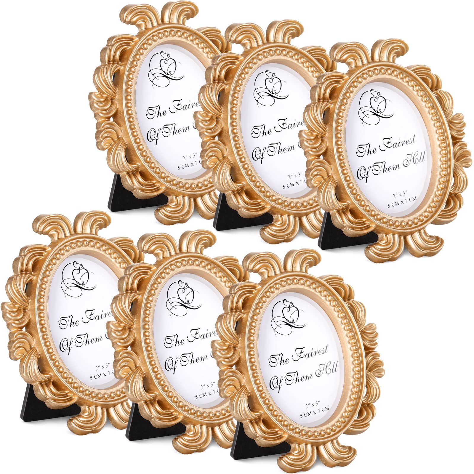 Vicenpal Vintage Picture Frame Antique Photo Frame Baroque Place Card Photo Holder Mini Picture Frame Beaded Photo Frame Resin O