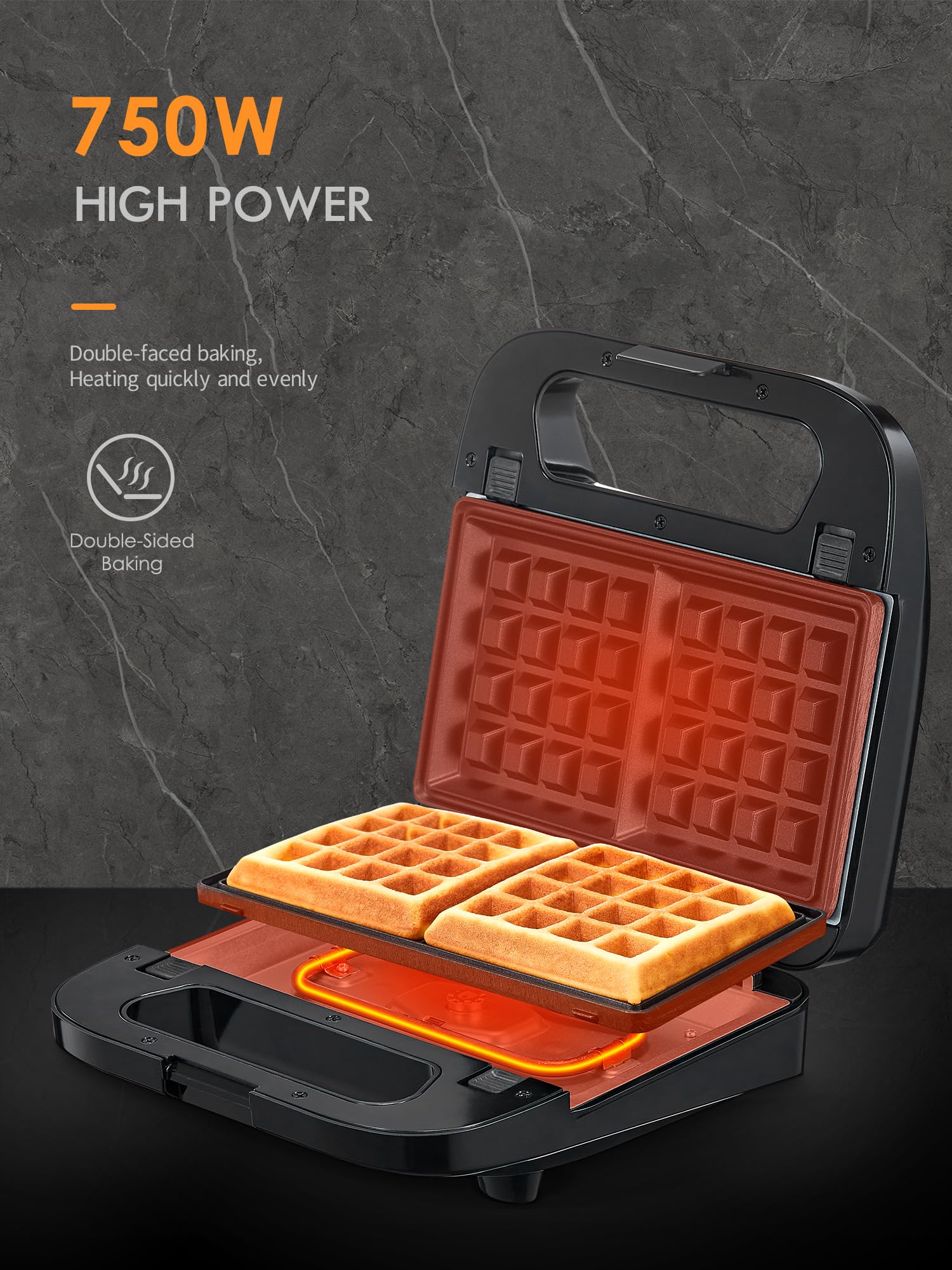 Reemix 3-in-1 Waffle  Grill & Sandwich Maker  Panini Press Grill and Waffle Iron Set with Removable Non-Stick Plates  Perfect for Cooking Grilled Cheese  Tuna Melts  Burgers  Steaks and Snacks  Black (3 in1 Sandwich Maker All Stainless Steel)