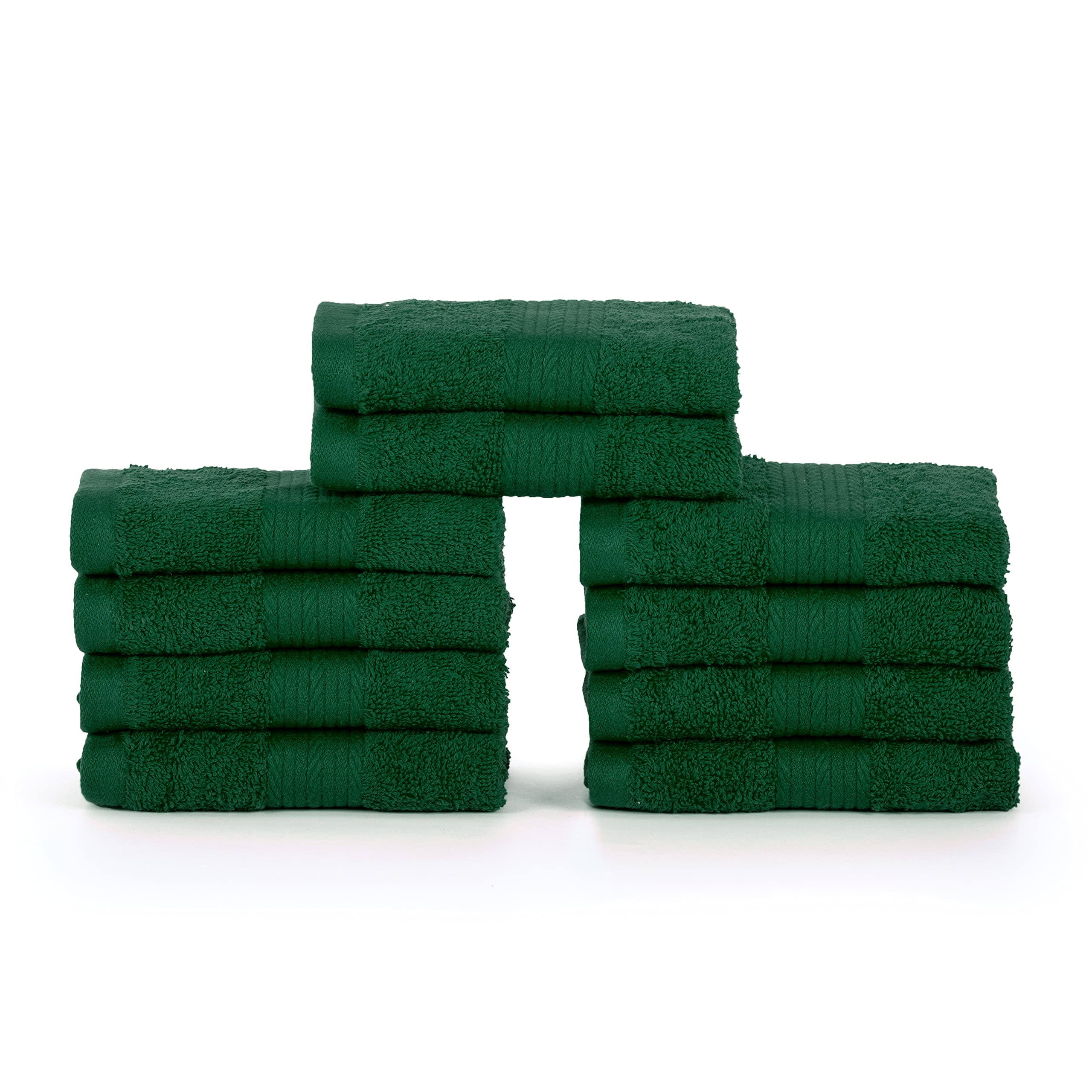 Ample Decor Wash Cloths Pack Of 10 12 X 12 Inch 100% Cotton 600 Gsm, Soft Absorbent And Reusable Fingertip Towels, Ideal For Bat