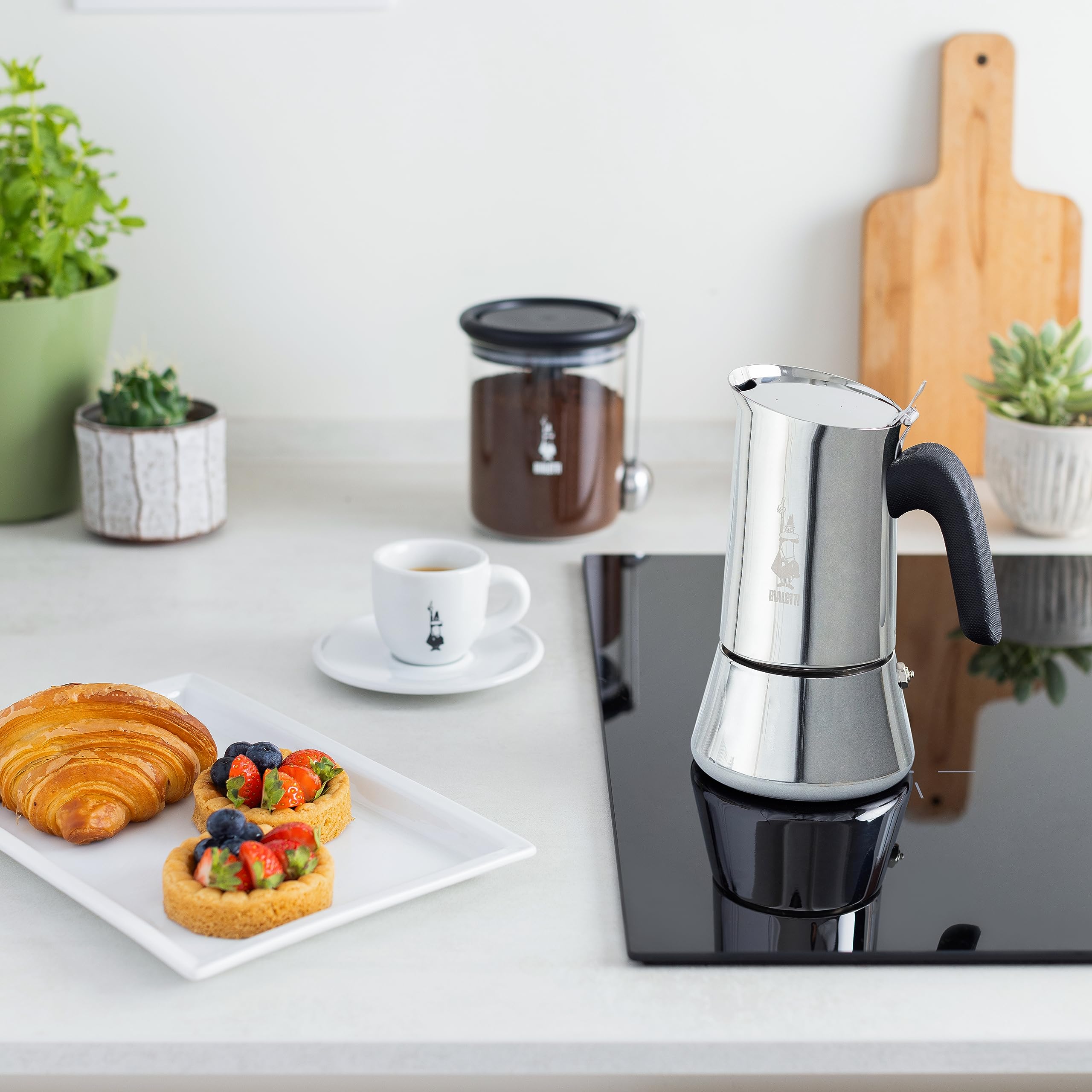 Bialetti New Venus Induction Coffee Maker, 10 Cups, Stainless Steel, Silver, Model 0007256/CN