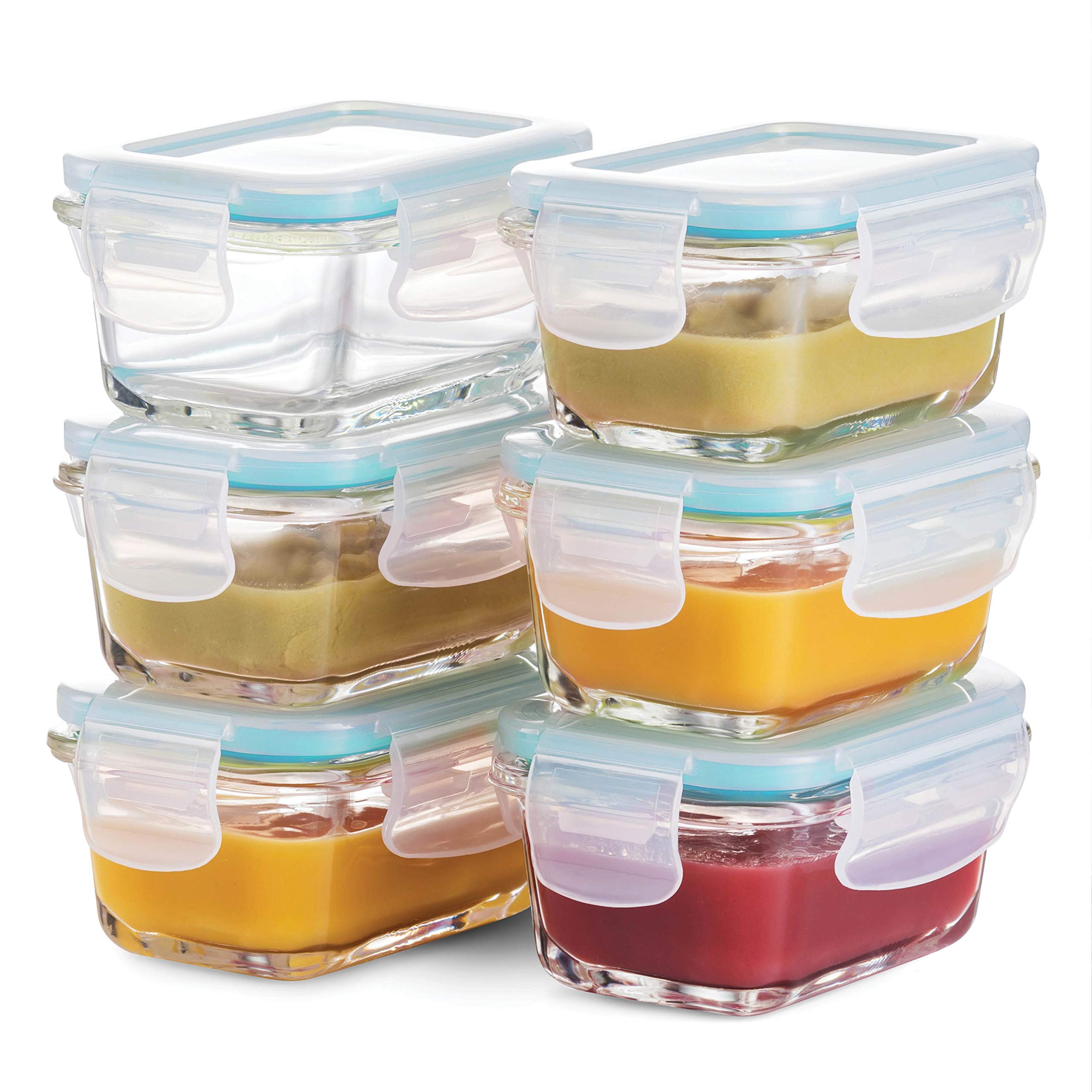 FineDine Small Glass Meal Prep Food Storage Container - Airtight, Leakproof, Microwave & Dishwasher Safe - Perfect for Snacks, D