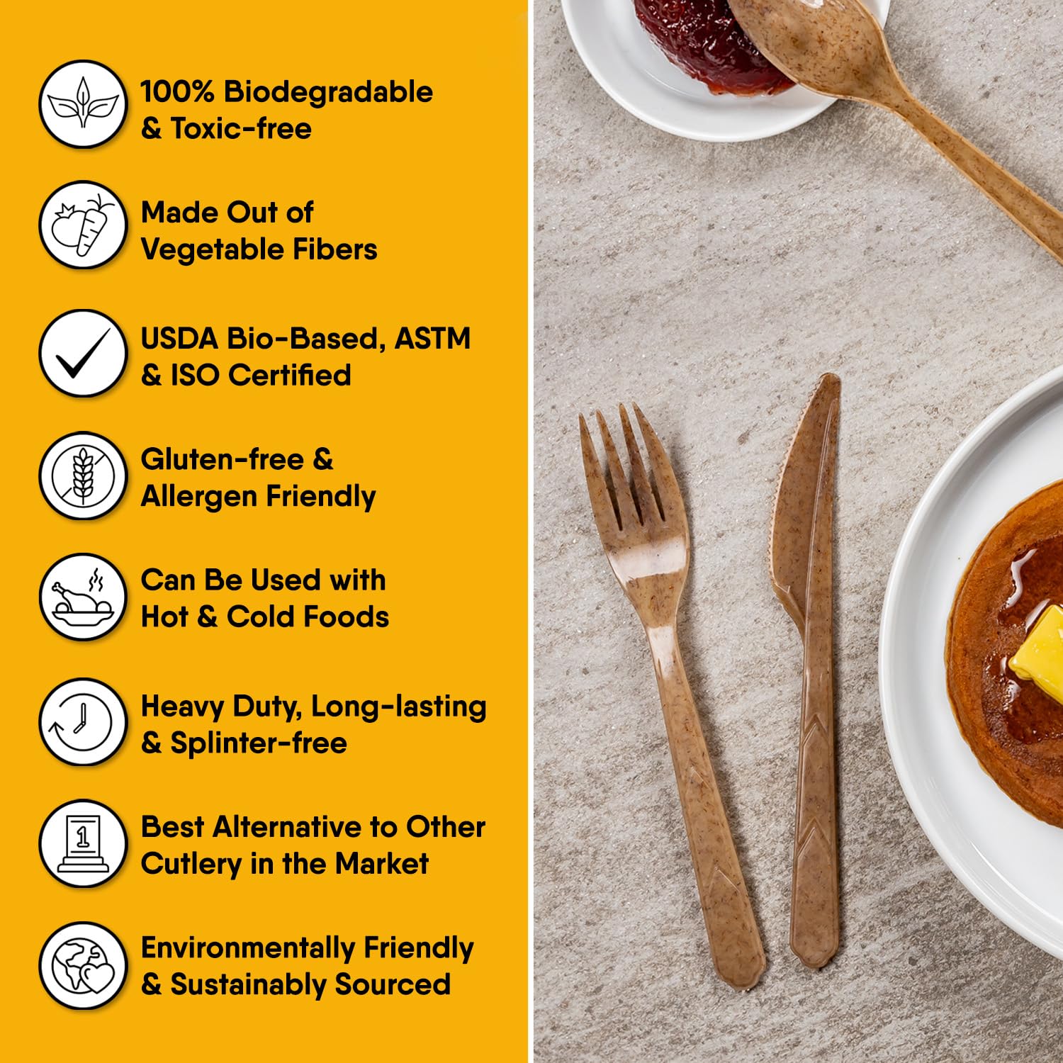 Premium Quality100% Biodegradable Forks Made Of Vegetable Fibers, 100 Pcs Of 6.7    Long Heavy-Duty And Splinter Free Eco-Friend