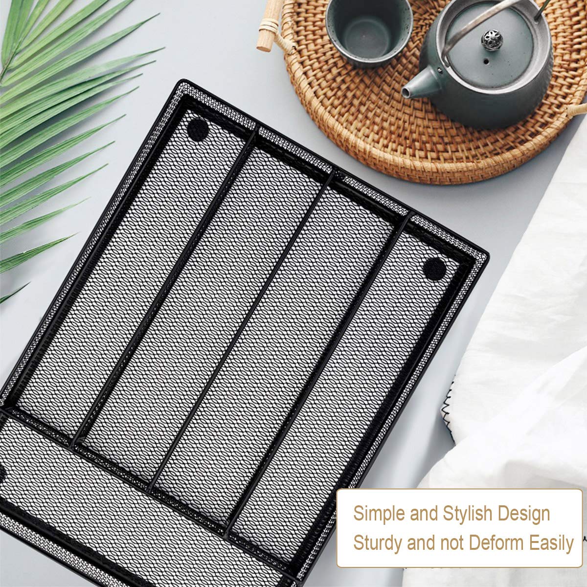 Haware Utensil Drawer Organizer, Mesh Wire Silverware Organizer Divider For Kitchen, Stainless Steel Cutlery Flatware Storage Tr