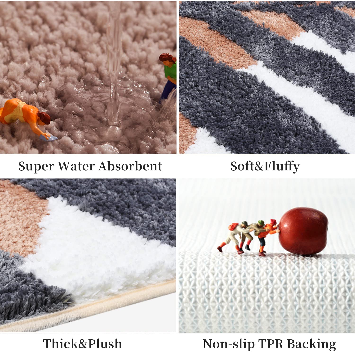 Hi Space Bath Mat Boho Bathroom Rug Non-Slip 30X20 Cute Leaf Bathroom Mat Soft Fiber Bath Rugs Absorbent Minimalistic Rugs Tropical Bath Mat for Tub Shower Machine Washable Bath Carpet Floor Doormat