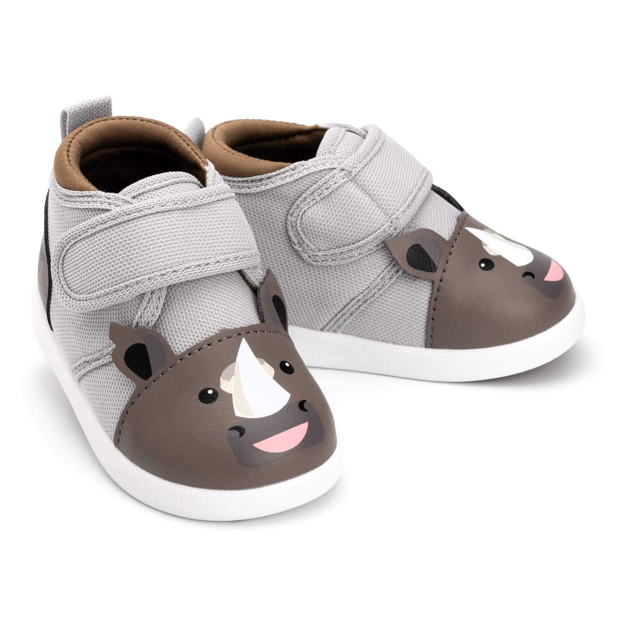 Ikiki Rhino Squeaky Shoes For Toddlers Wadjustable Squeaker Gray Girl Or Boy Shoes (Size 13, Rafiq Rumble)