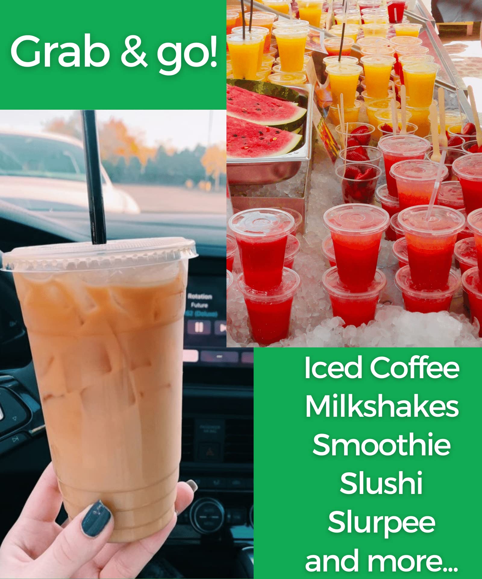 Aatriet [50 Sets] 24 Oz Clear Plastic Cups With Lids And Straws, Disposable Coffee Cups
