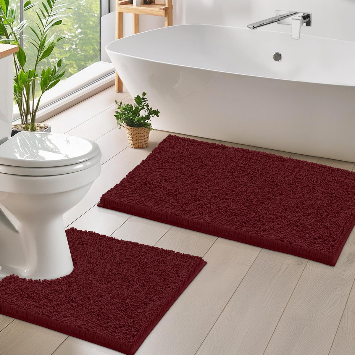 Luxurux Bathroom Rugs Sets 2 Piece: Quick Dry, Soft Plush Anti-Slip, Super Absorbent. Includes Rectangular (31X20 Inches) & U-Sh