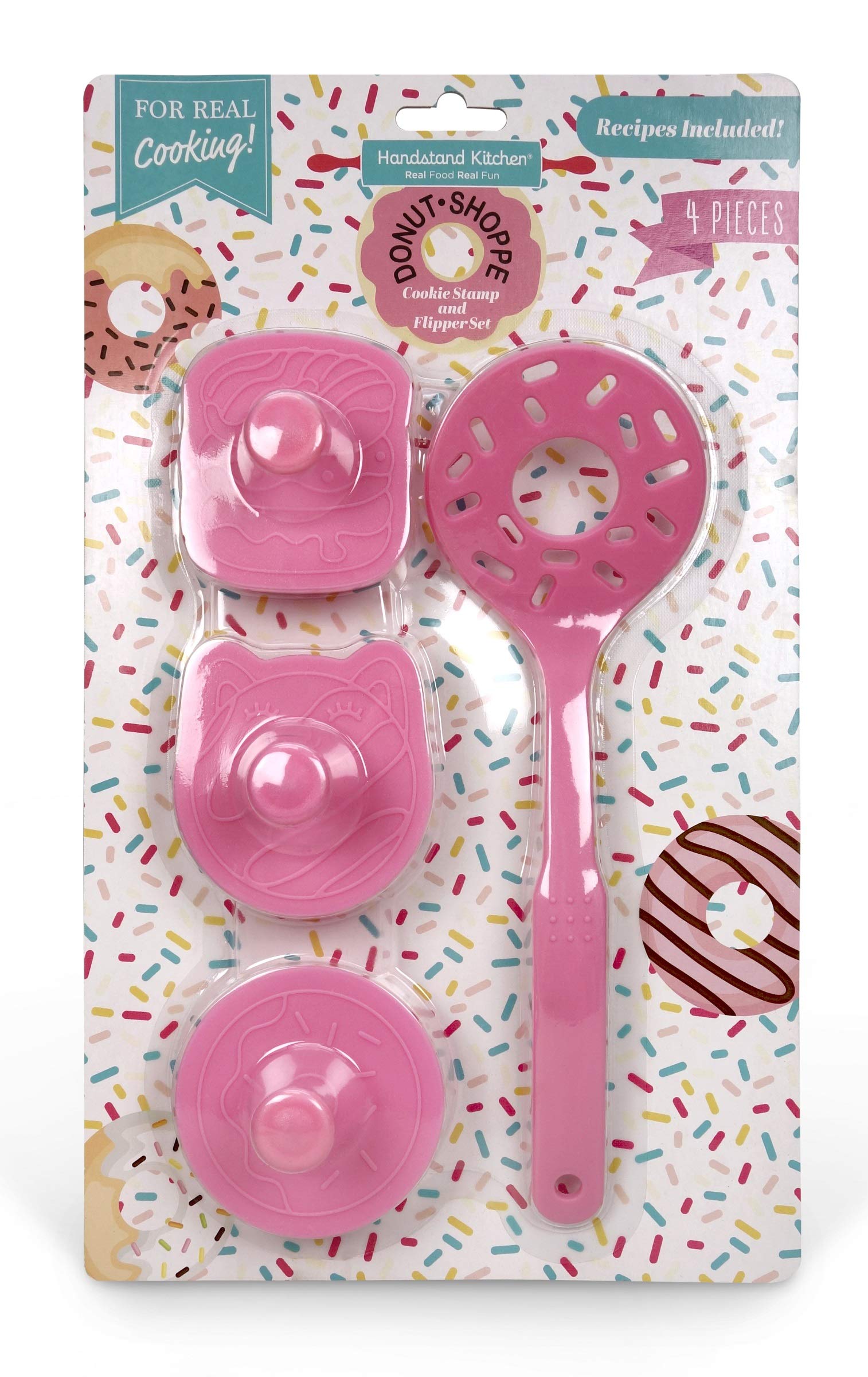 Handstand Kitchen Donut Shoppe 4-Piece Cookie Stamp And Flipper Set With Recipes