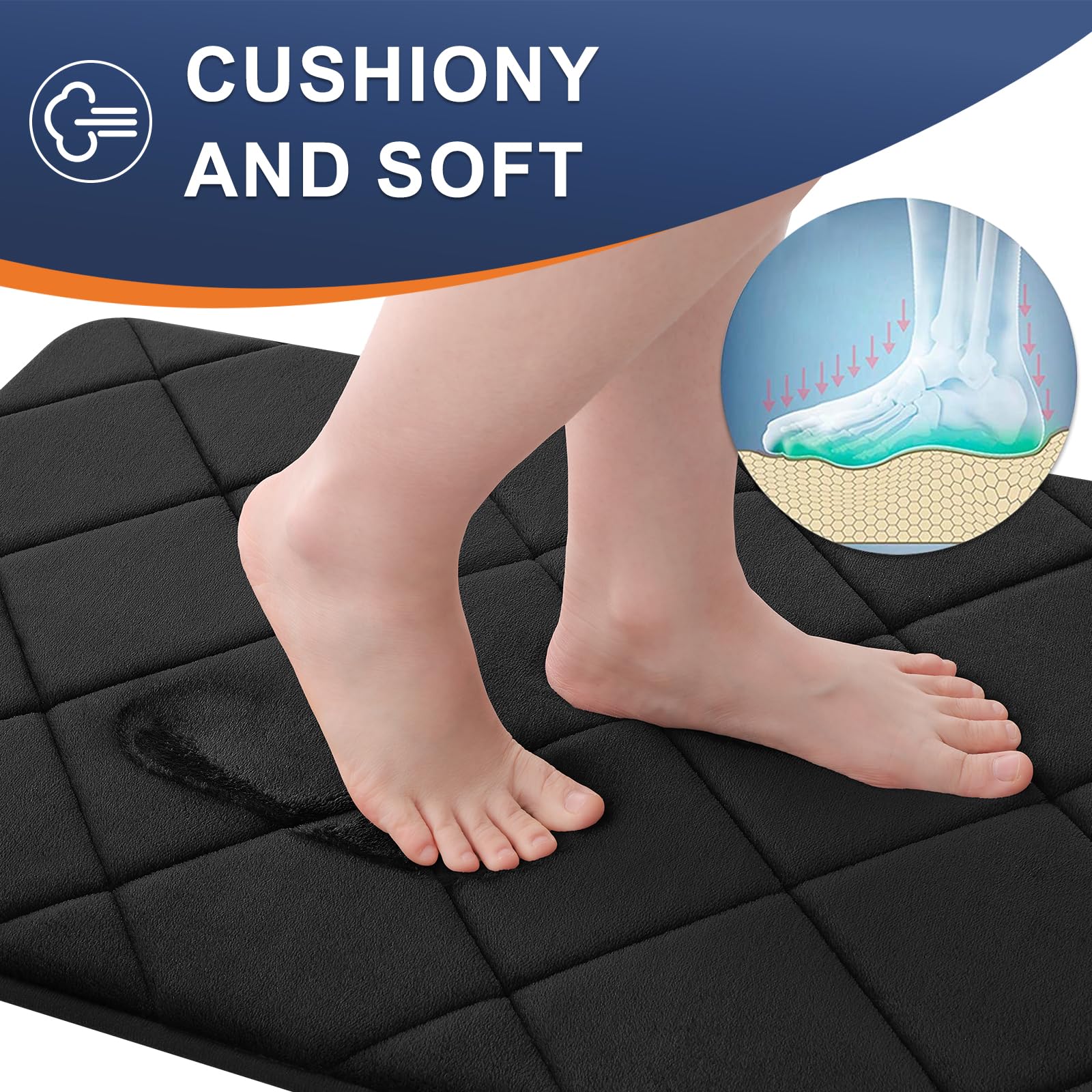 Olanly Memory Foam Bath Mat 47X20, Ultra Soft And Absorbent Bathroom Mat, Machine Washable Bathroom Rugs, Comfortable, Thick Bat