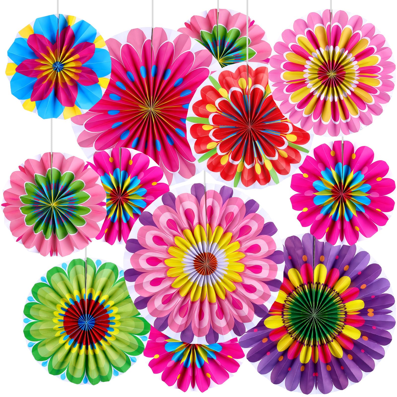 Motipuns 18 Pcs Mexican Party Decorations Fiesta Paper Fans Classroom Wall Decor Cinco De Mayo Decorations for Fiesta Party Deco