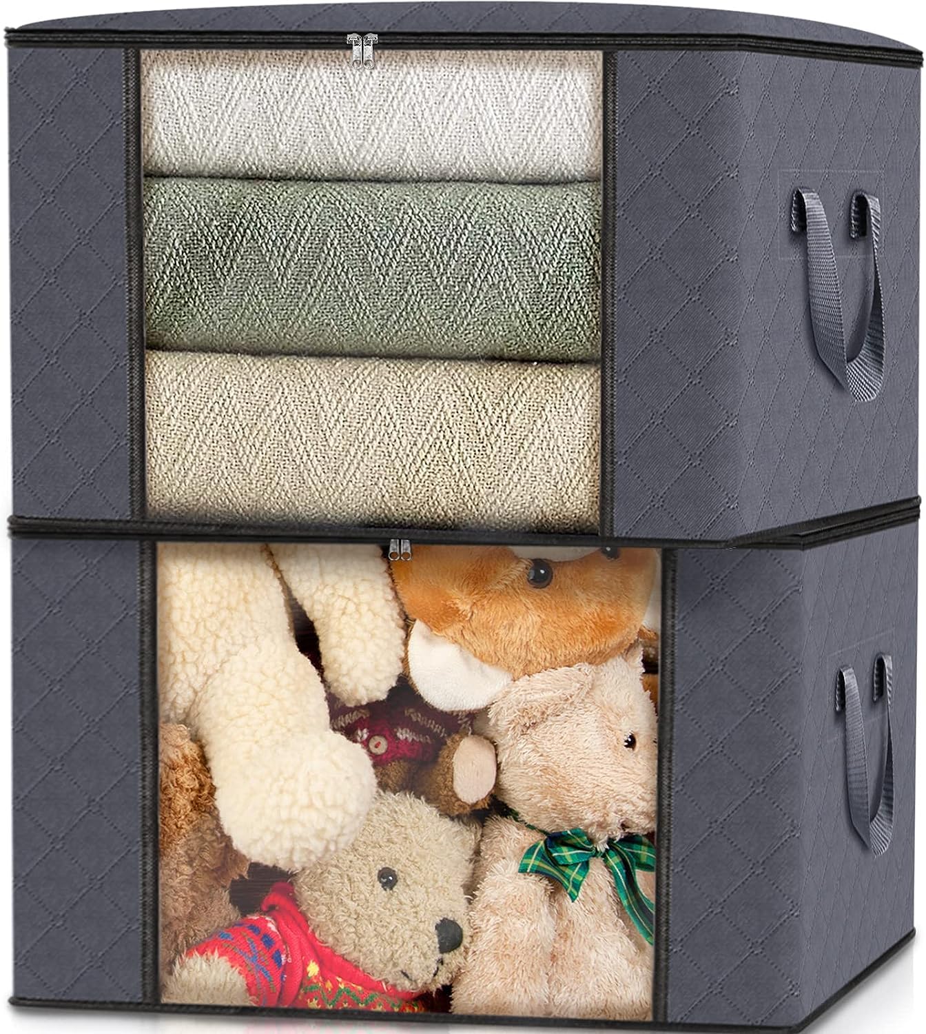Bestottam Clothes Storage Bags, Foldable Large Clothes Storage Bins, Closet Organizers For Clothing, Blanket, Comforter, Toys, P