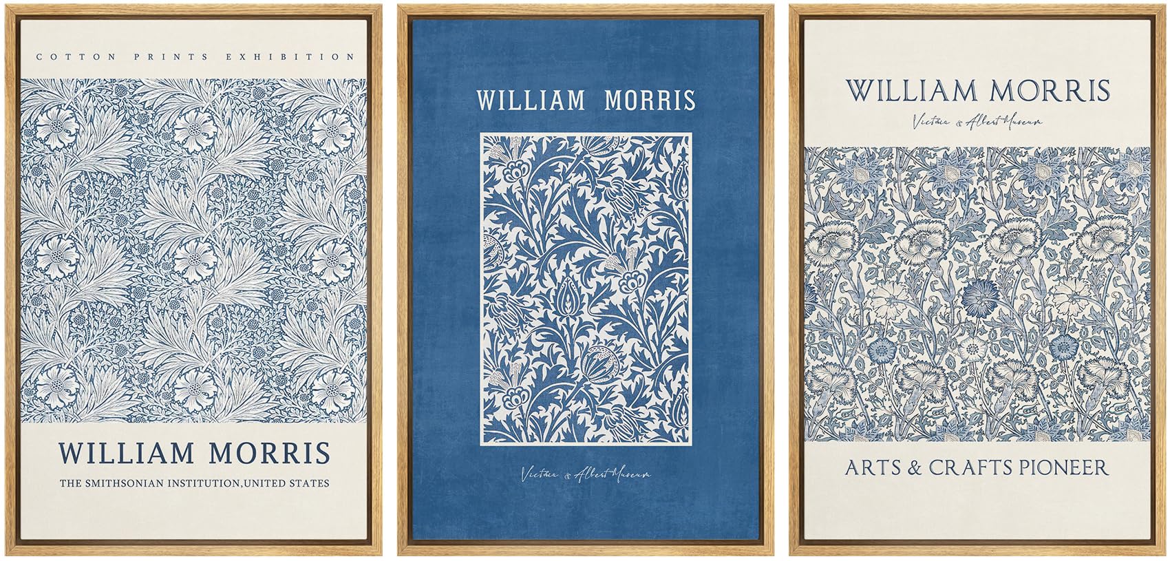 Wall26 Framed Canvas Print Wall Art Set William Blue Collection Style Illustrations Modern Art Decorative Floral Botanical Minim